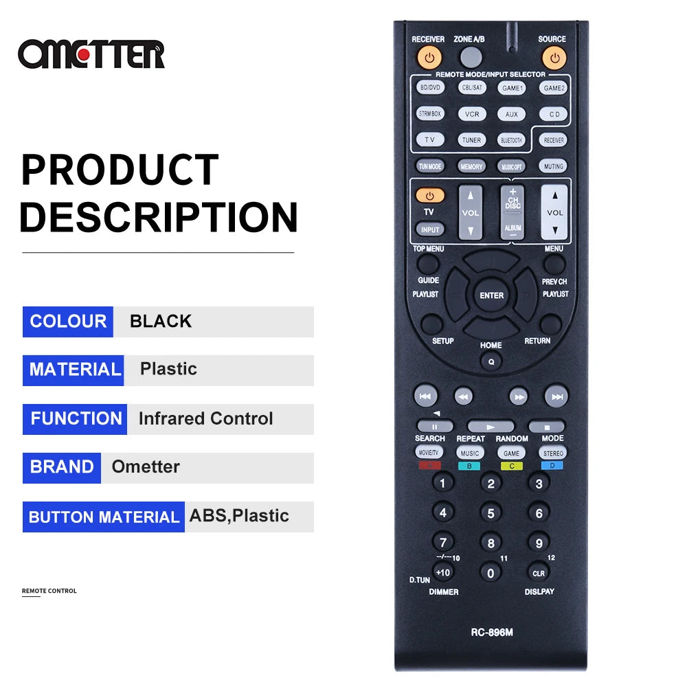 RC-896M RC-865M Remote Control Replacement for ONKYO AV Receivers