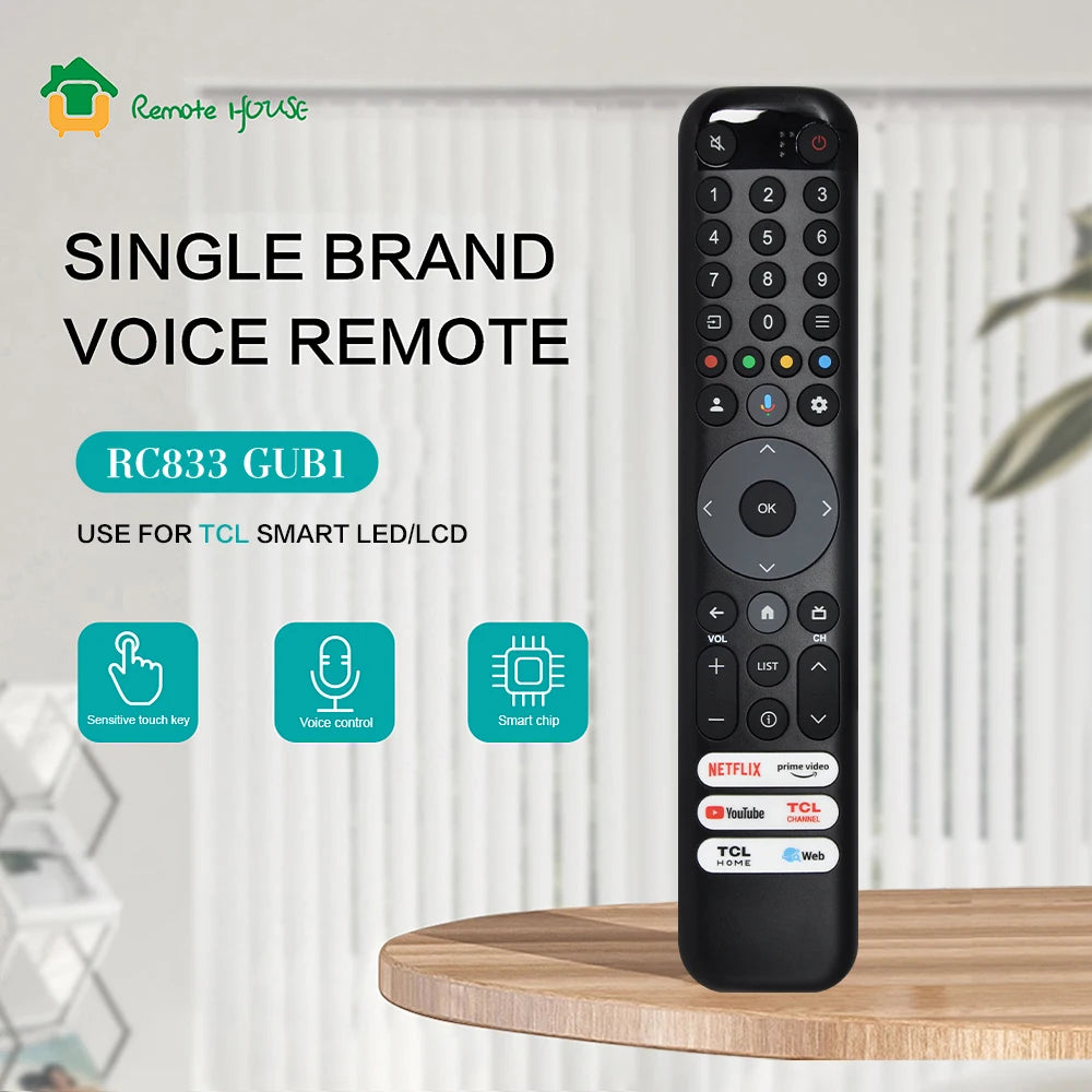 Voice Remote Control Replacement RC833 Compatible with 4K QLED Smart TV LED LCD and OLED Models