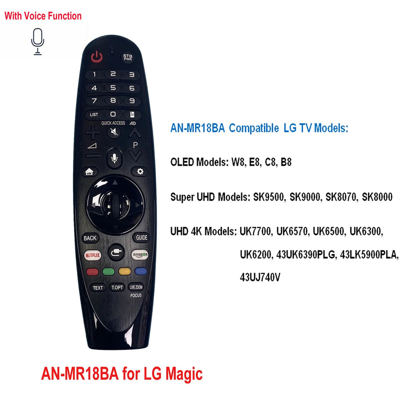AN-MR18BA Magic Voice Remote Control for LG 2018 Smart OLED UHD 4K TVs W8 E8 C8 B8 SK9500 SK9000