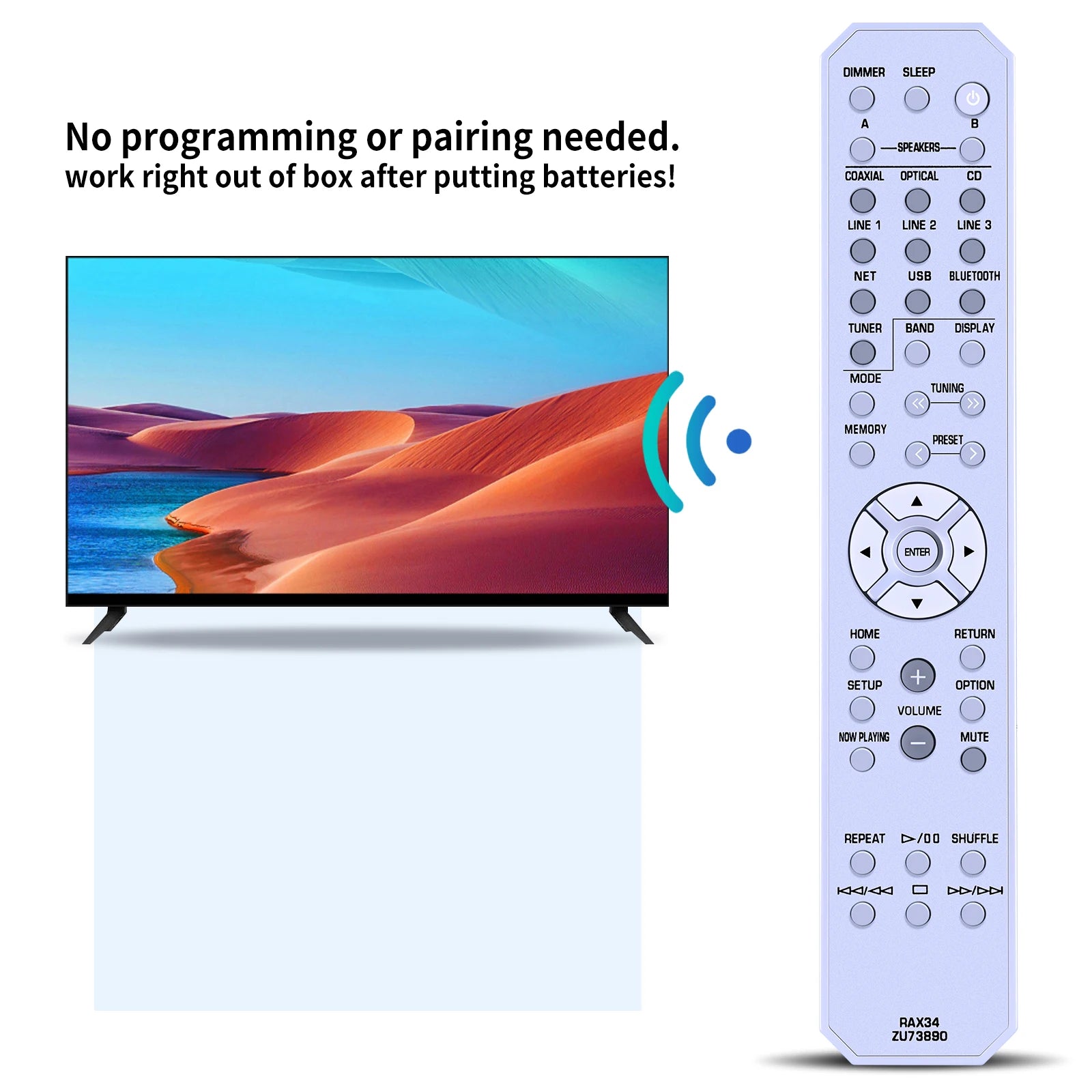 Remote Control RAX34 ZU73890 for Yamaha R-N402 R-N402D Audio/Video Receiver