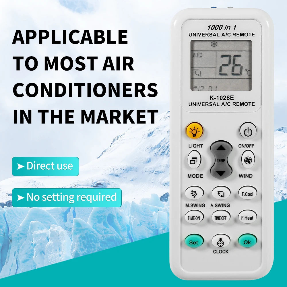 K-1028E 1000-in-1 Universal Remote Control with LCD for Air Conditioner
