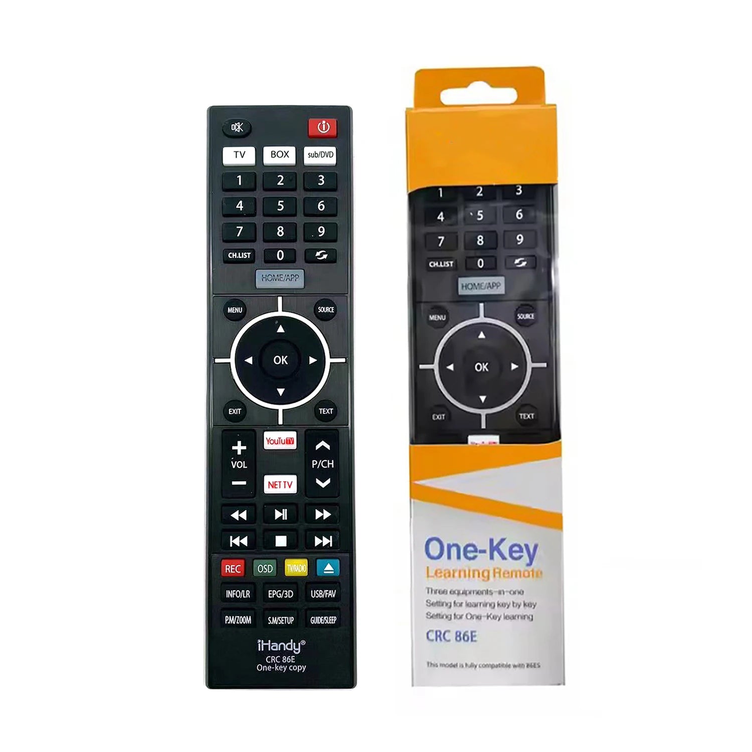 CRC86E Universal IR Learning Remote Control with One-Key Copy for TV SAT DVD CBL DVB-T and AUX
