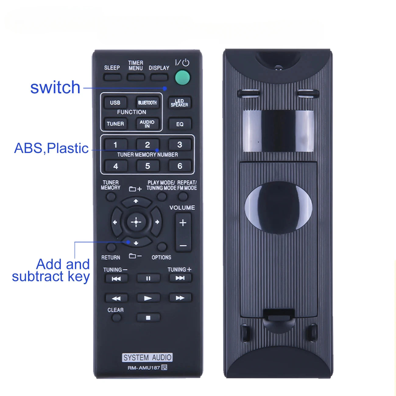 RM-AMU187 Replacement Remote Control for GTK-N1BT Personal Home Audio Speaker System