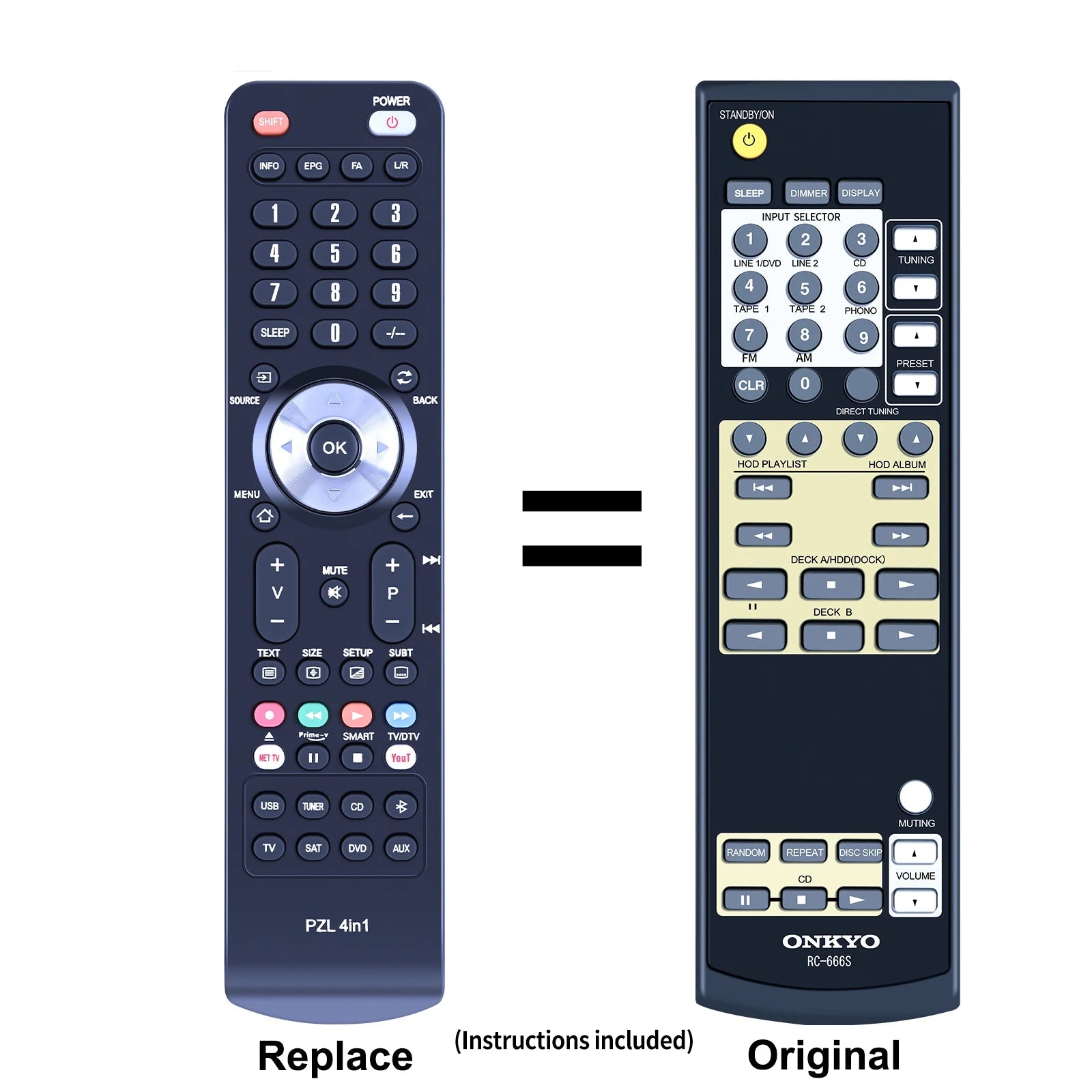 Remote Control 24140666, RC-666S RC-665S for Onkyo TX8222, TX8522, TX8255 AV Receiver