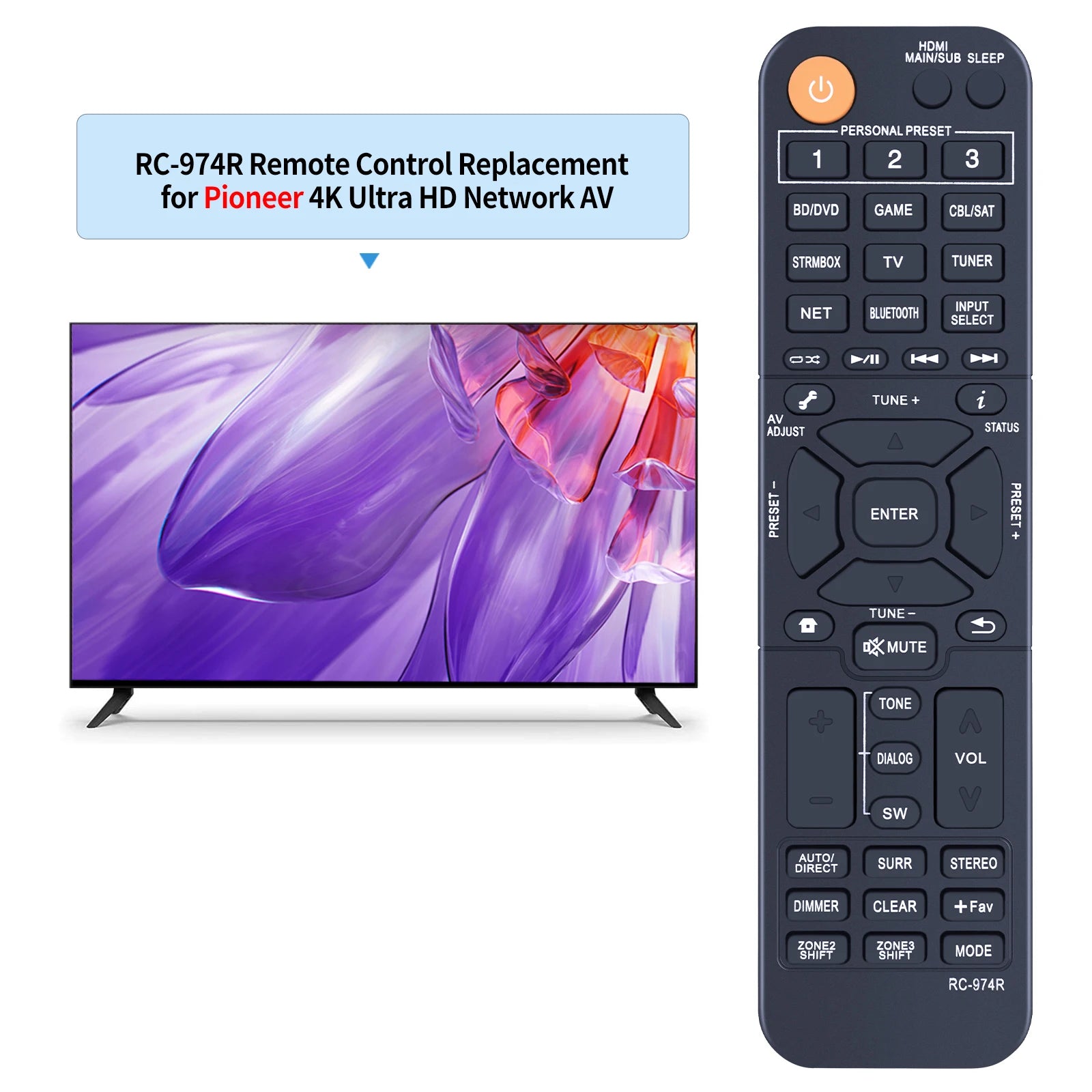 RC-974R RC-977R Remote Control for Pioneer VSX-934 7.2-Channel AV Receiver