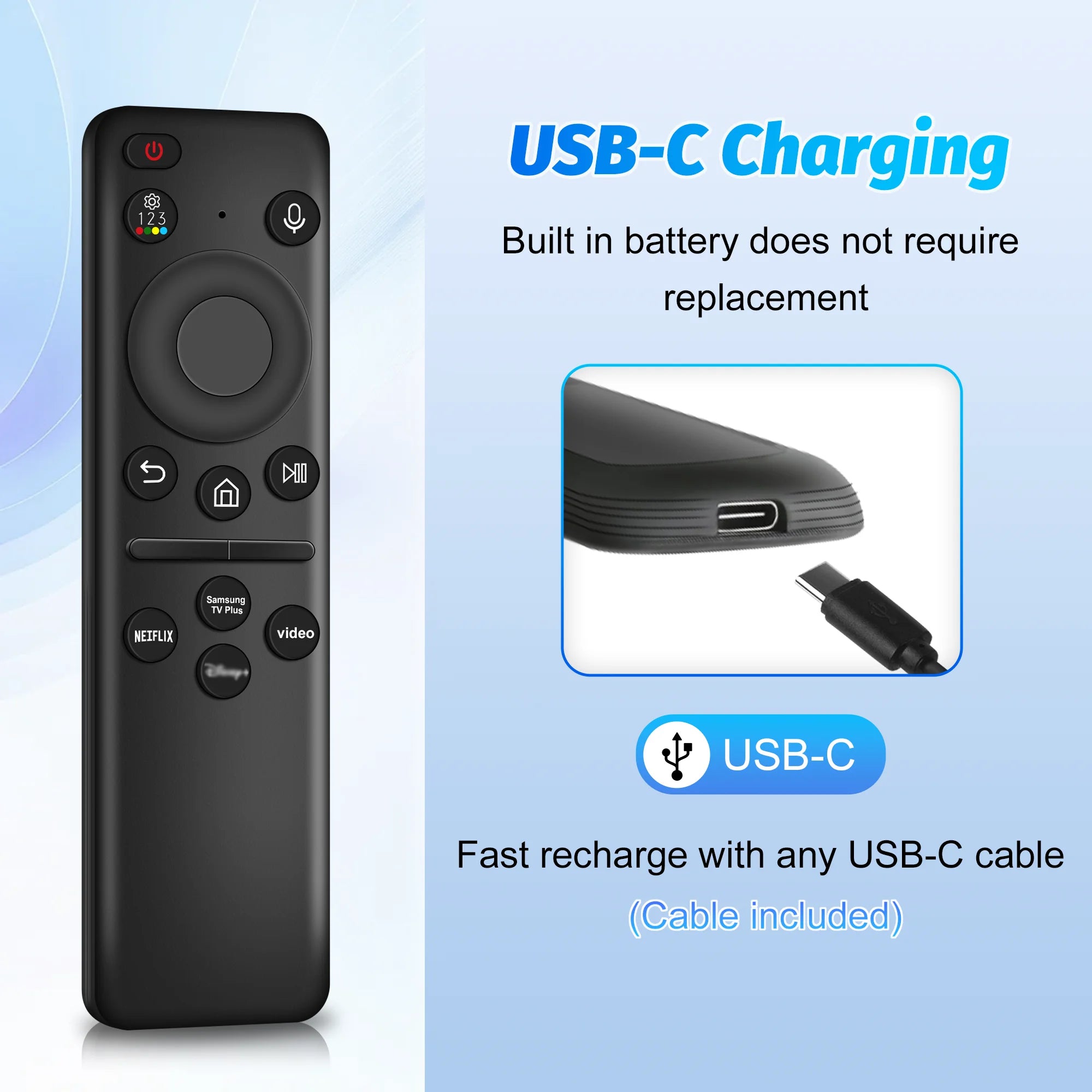Samsung Voice Remote Control Replacement for Neo QLED QLED Smart TV Rechargeable Bluetooth