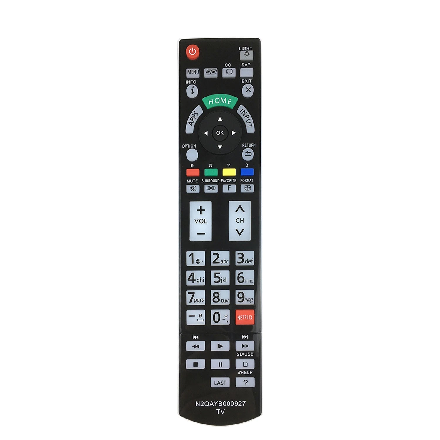 Panasonic N2QAYB000862 Replacement Remote Control for TC-P55VT60 TC-P60VT60 TVs N2QAYB000927