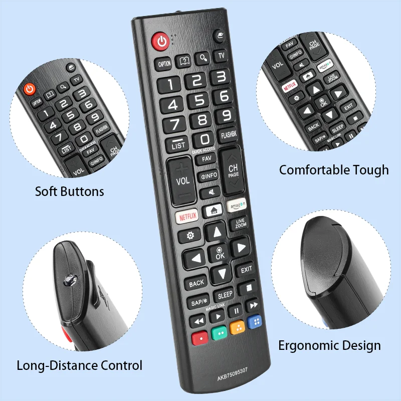 AKB75095307 Replacement Remote for 32LJ550B 55LJ5500 43UJ6200 49UJ6500 55UJ6050 LG Smart TV