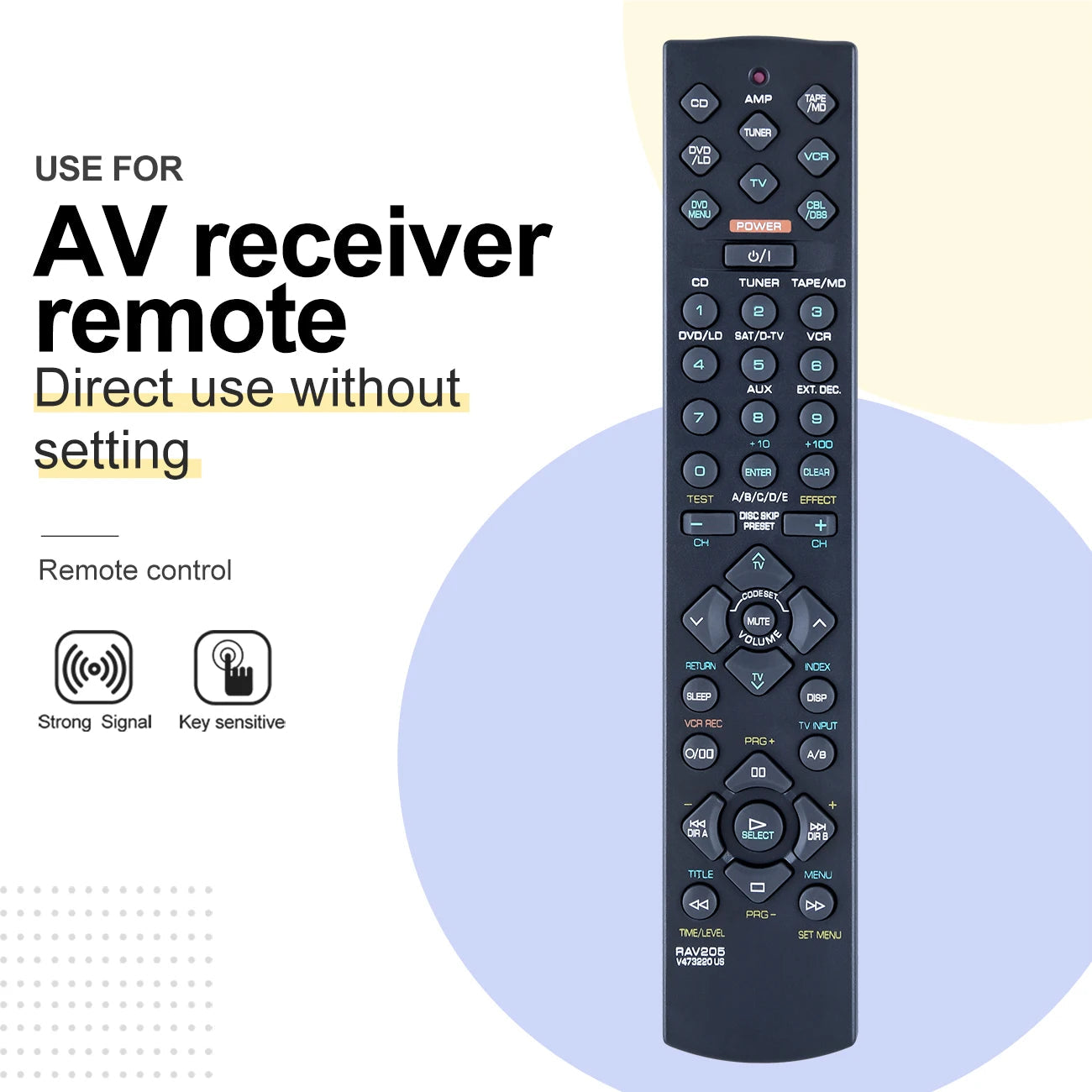 RAV205 RAV206 Remote for Yamaha RX-V396 RX-V420 YHT-17 Audio AV Receivers