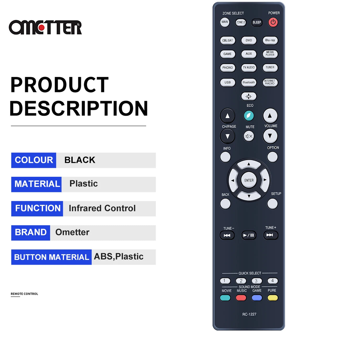 RC-1227 RC-1226 Remote Control for Denon AVR-S730H S740H S750H S640H S650H Receivers