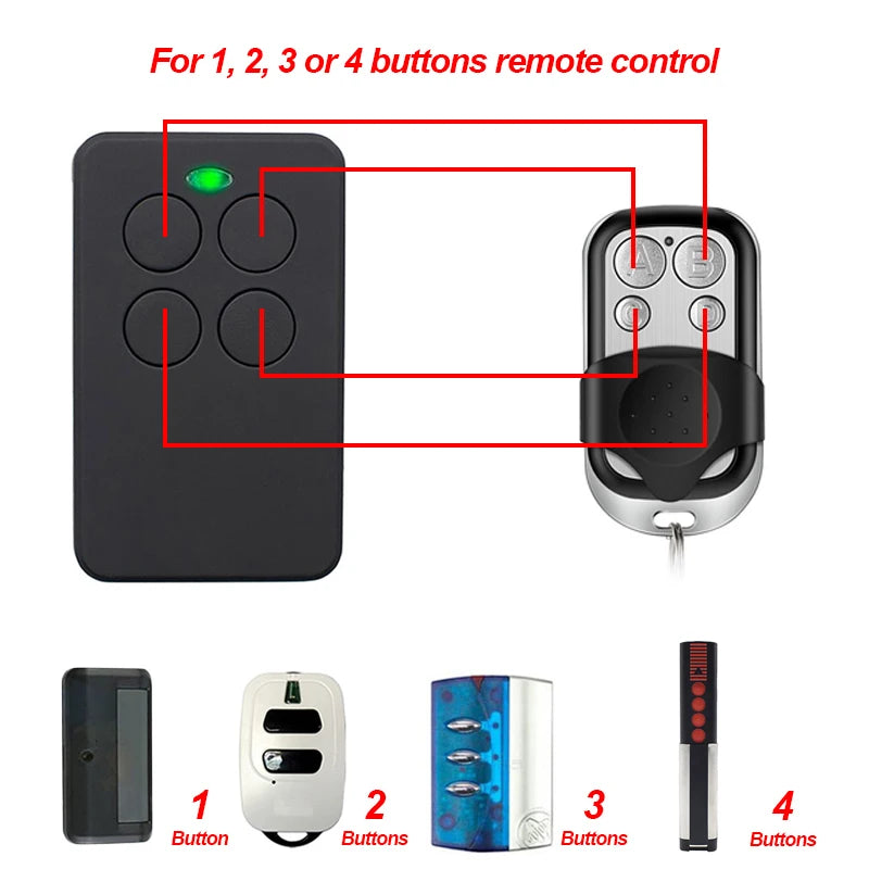 Multi-Frequency 280–868MHz Universal Garage Door Remote Control Duplicator with 4 Button Clone