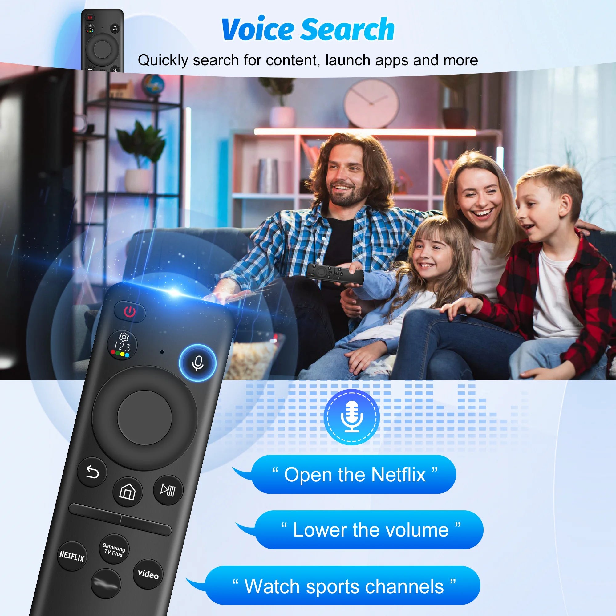 Samsung Voice Remote Control Replacement for Neo QLED QLED Smart TV Rechargeable Bluetooth