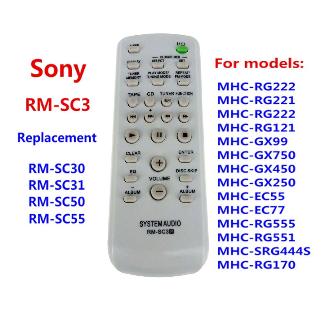 RM-SC3 Replacement Remote Control for CMT-CP555 CMT-HPX7 CMT-NE5 LBT-ZX6 LBT-ZX8 MHC-GX250 HiFi