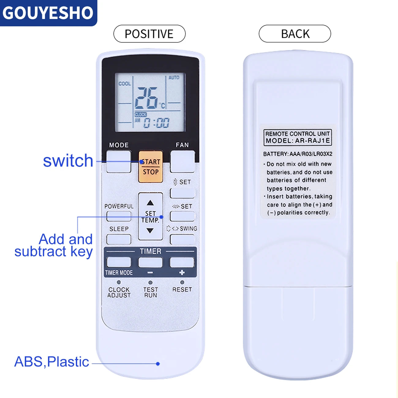 AR-RAJ1E RA-RAE1E Remote Control for FUJITSU Air Conditioner – GOUYESHO