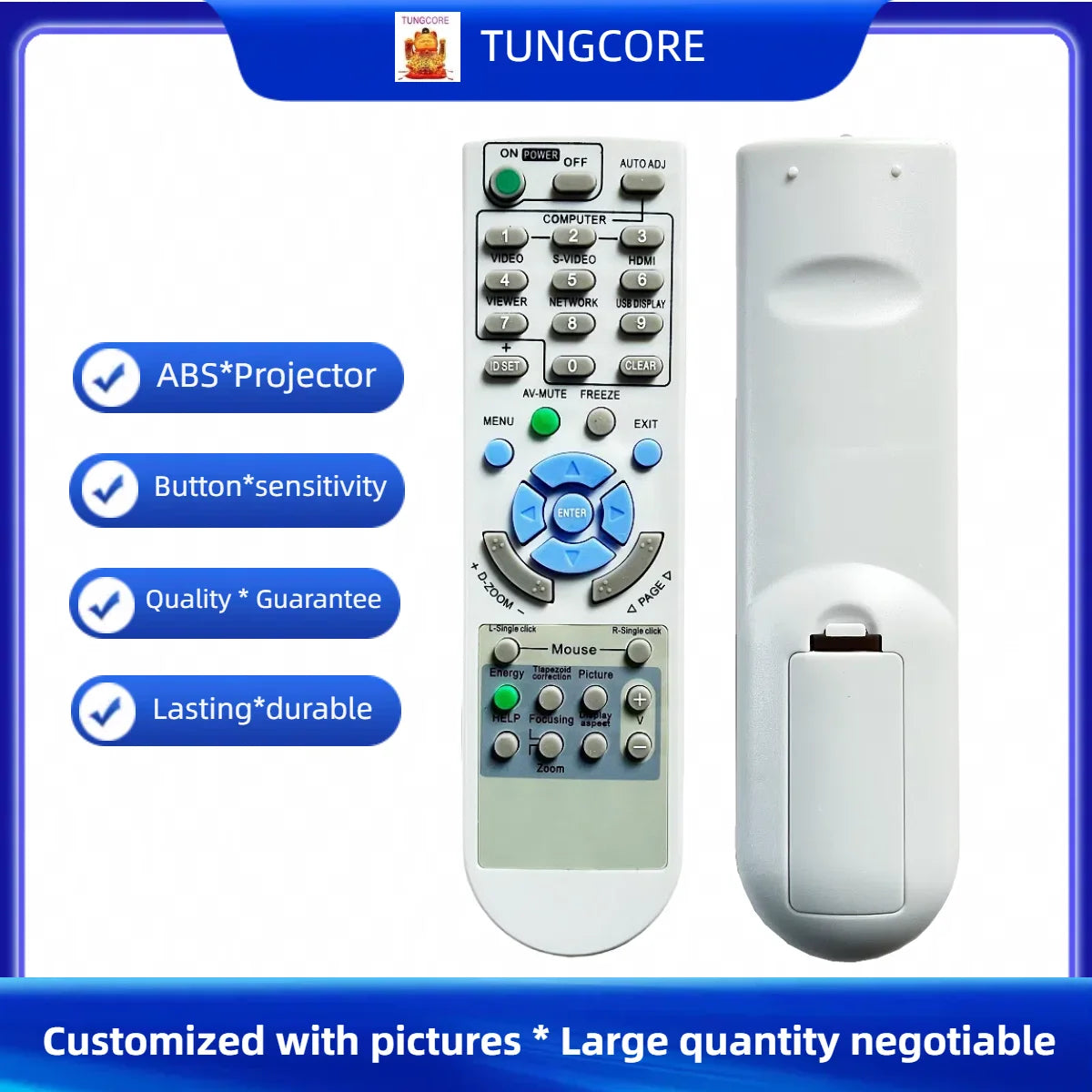 Replacement Remote Control for NEC DLP Projector Models Compatible with UM, U and WX Series