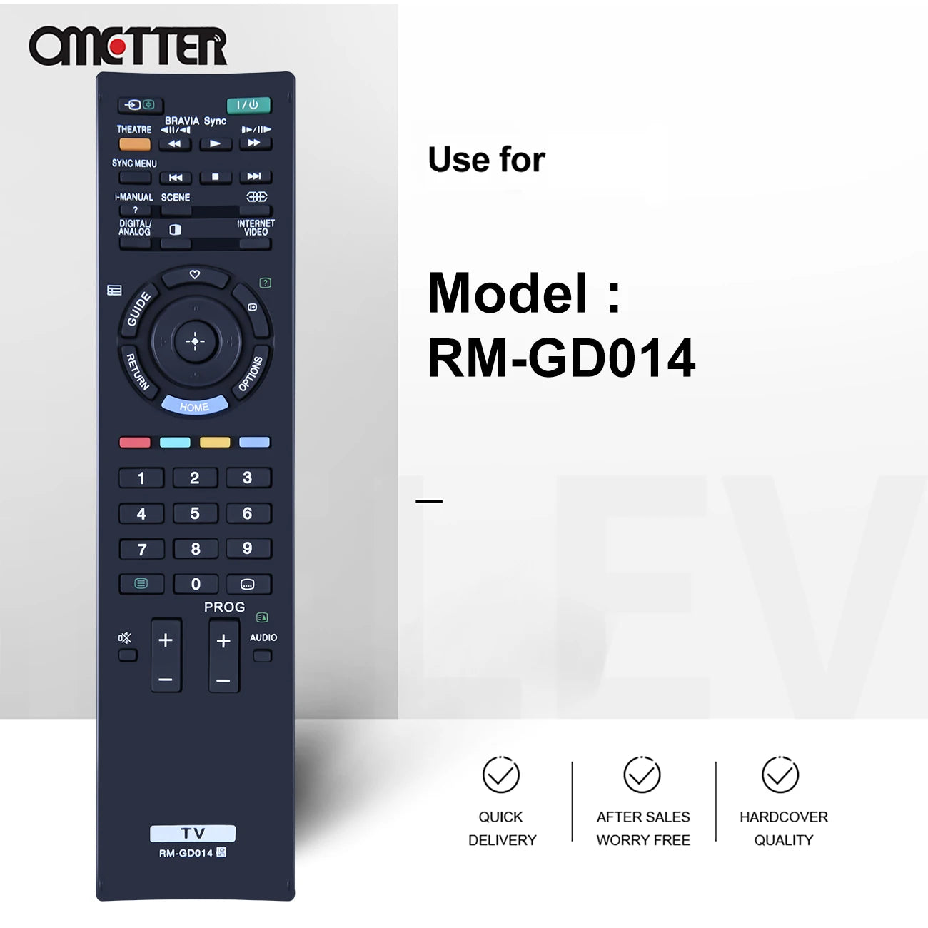 RM-GD014 Remote Control – Compatible with Sony Bravia KDL-32EX400, KDL-40EX500, KDL-46EX500, 26BX320