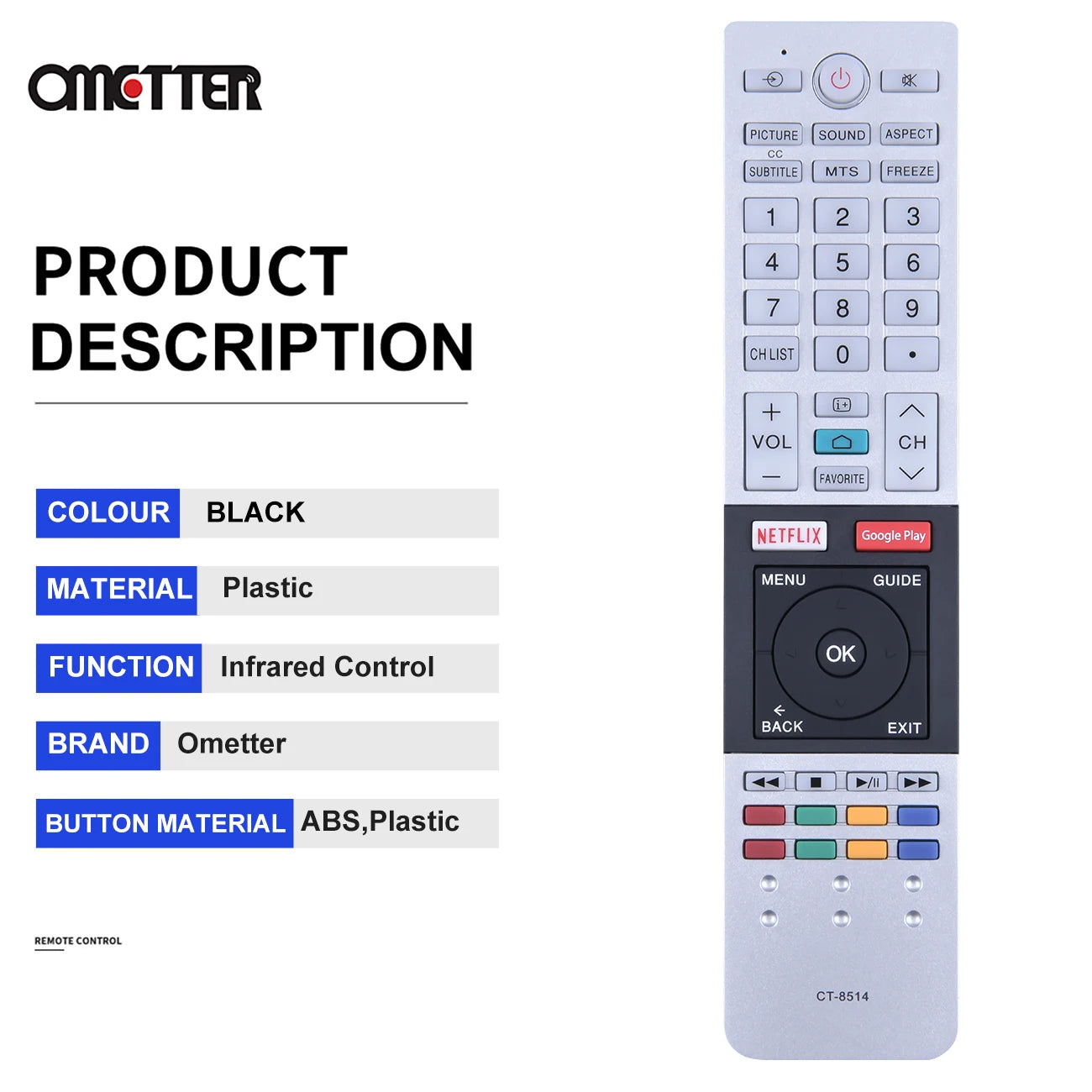 CT-8514 Original Remote Control for TOSHIBA LCD TV – Compatible with Models 8522 & 8538