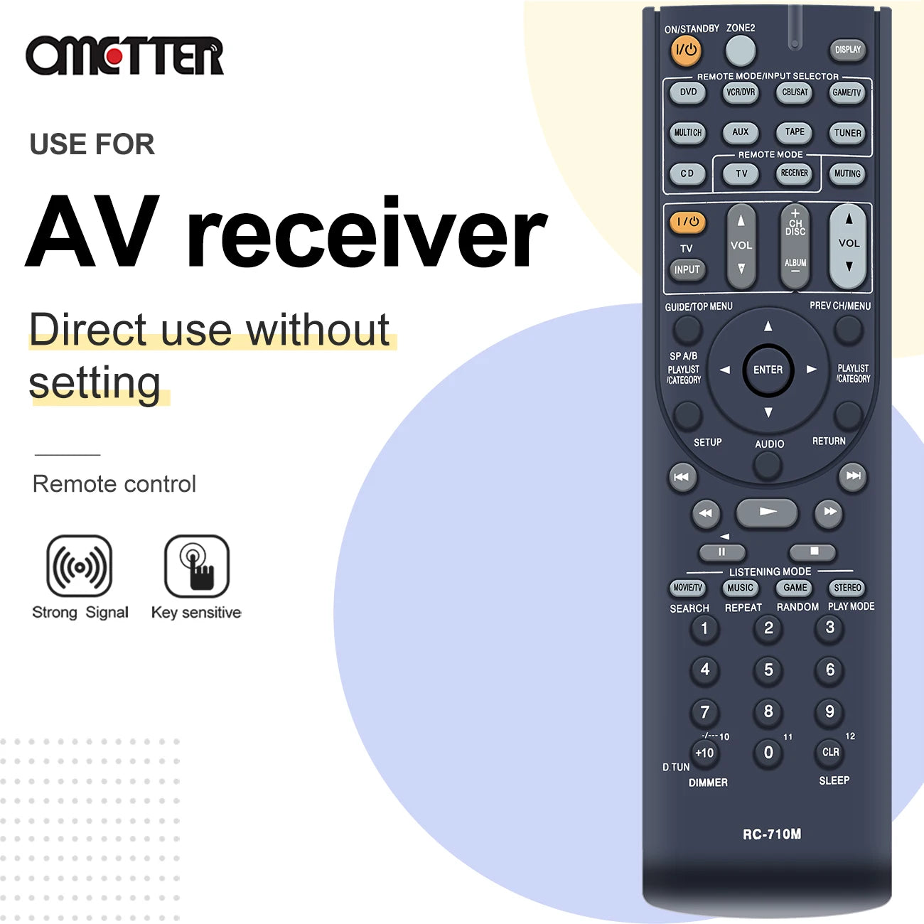 Onkyo RC-710M RC-707M Remote Control for AV Receivers TX-SR606 HT-S7100 HT-R560