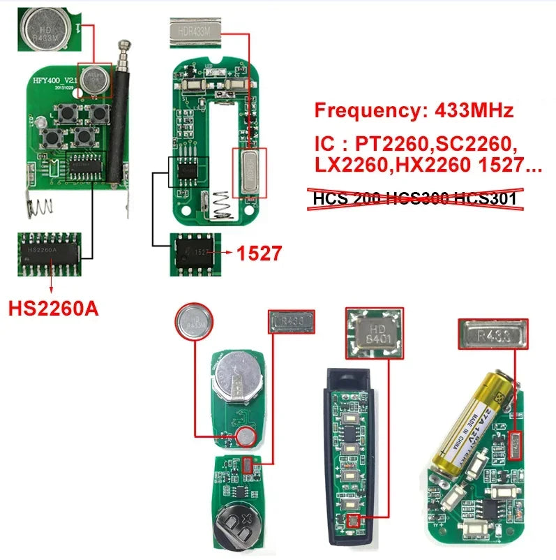 433MHz RF Wireless Remote Control Duplicator – Fixed Code Copy Transmitter Key Fob