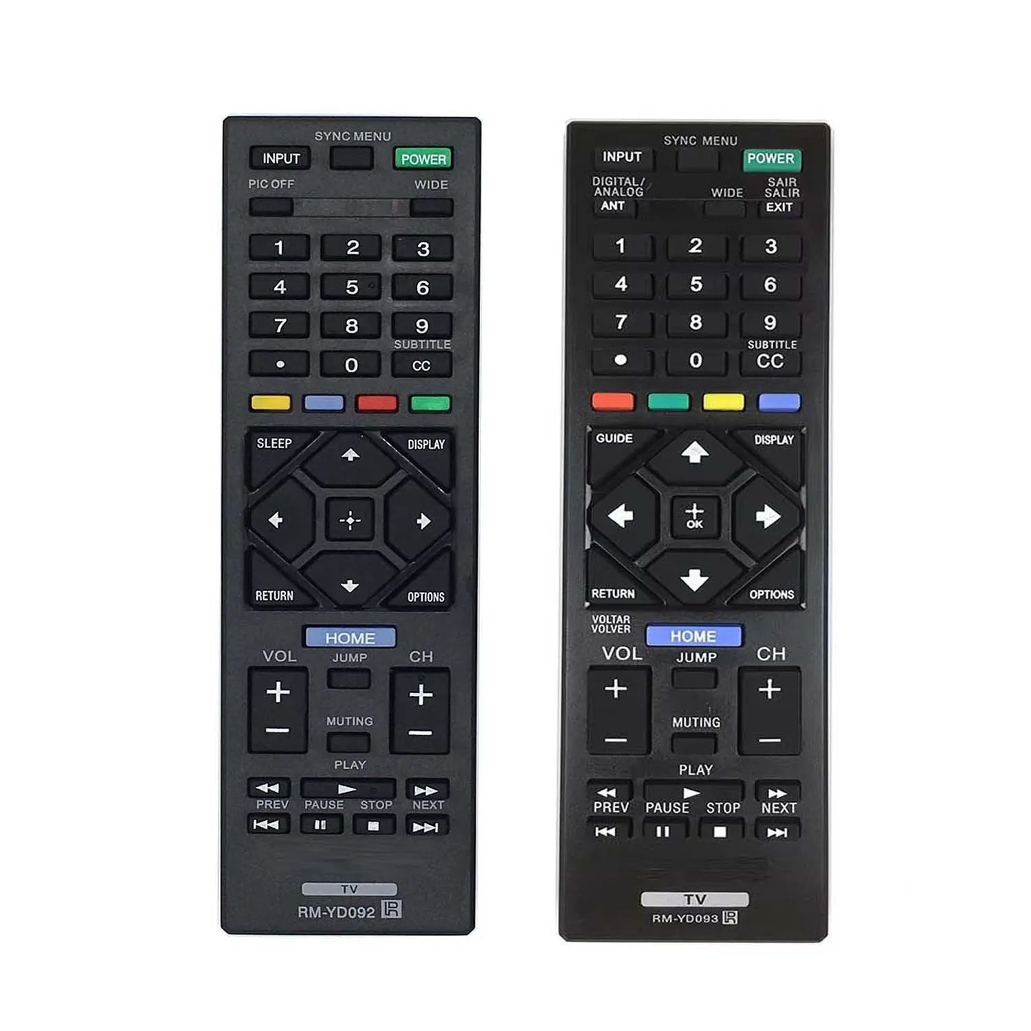 Sony RM-YD092 RM-YD093 Replacement Remote Control for KDL Series LCD and LED Televisions