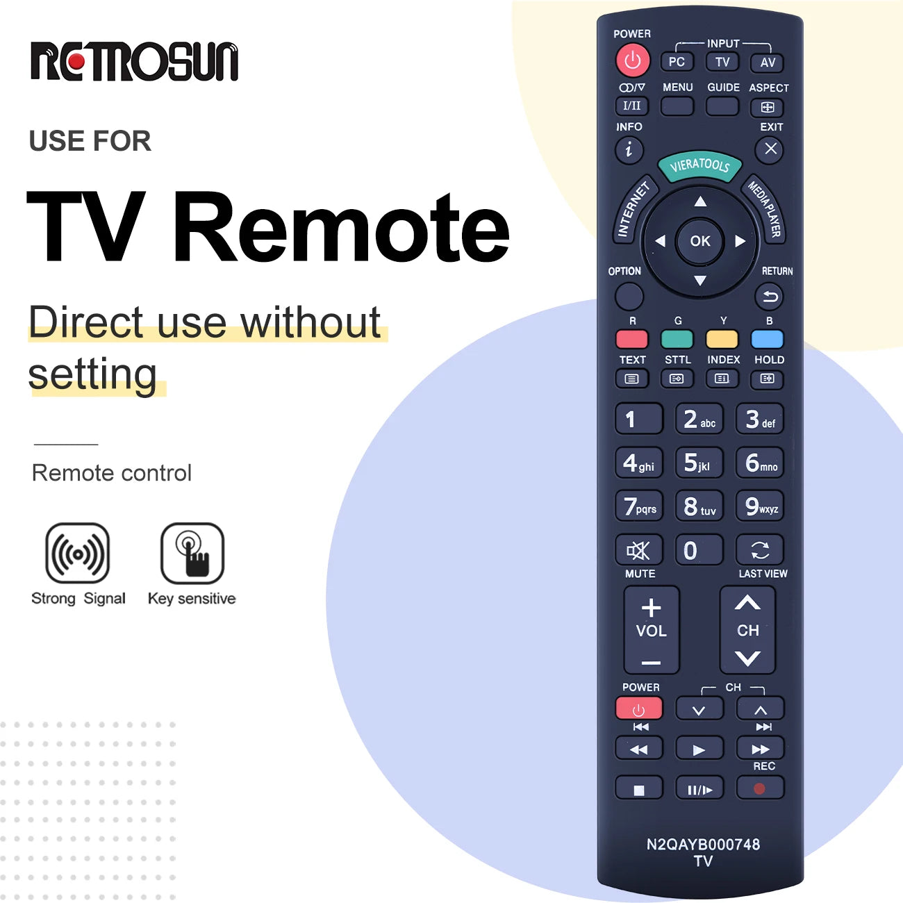 N2QAYB000748 Remote for Panasonic HDTV TV TH-50PZ850A TH-58PZ850A TH-65PZ850A Compatible Models