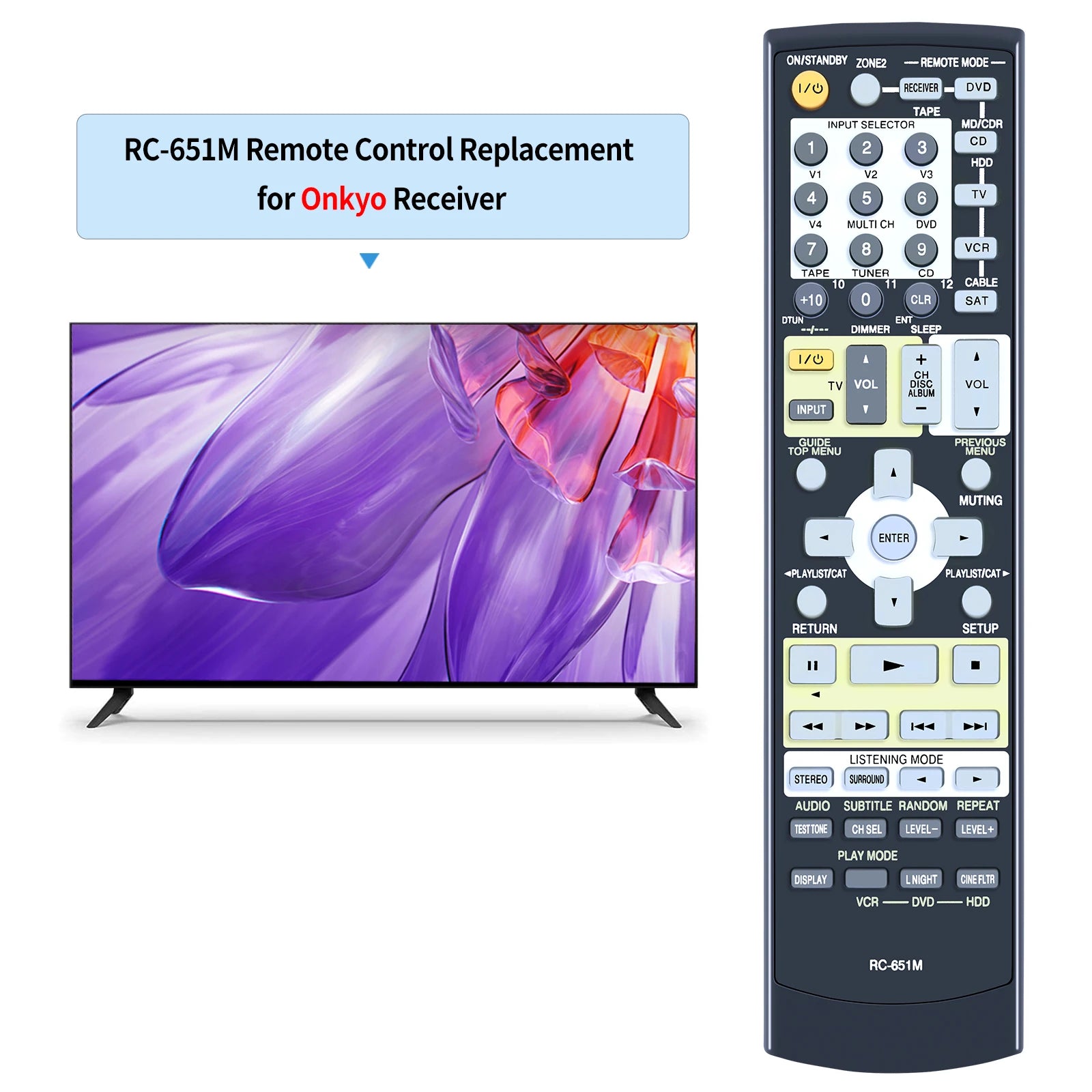 RC-651M Remote Control Replacement for Onkyo HT-L970 TX-SR573S TX-SR603XS AV Receiver