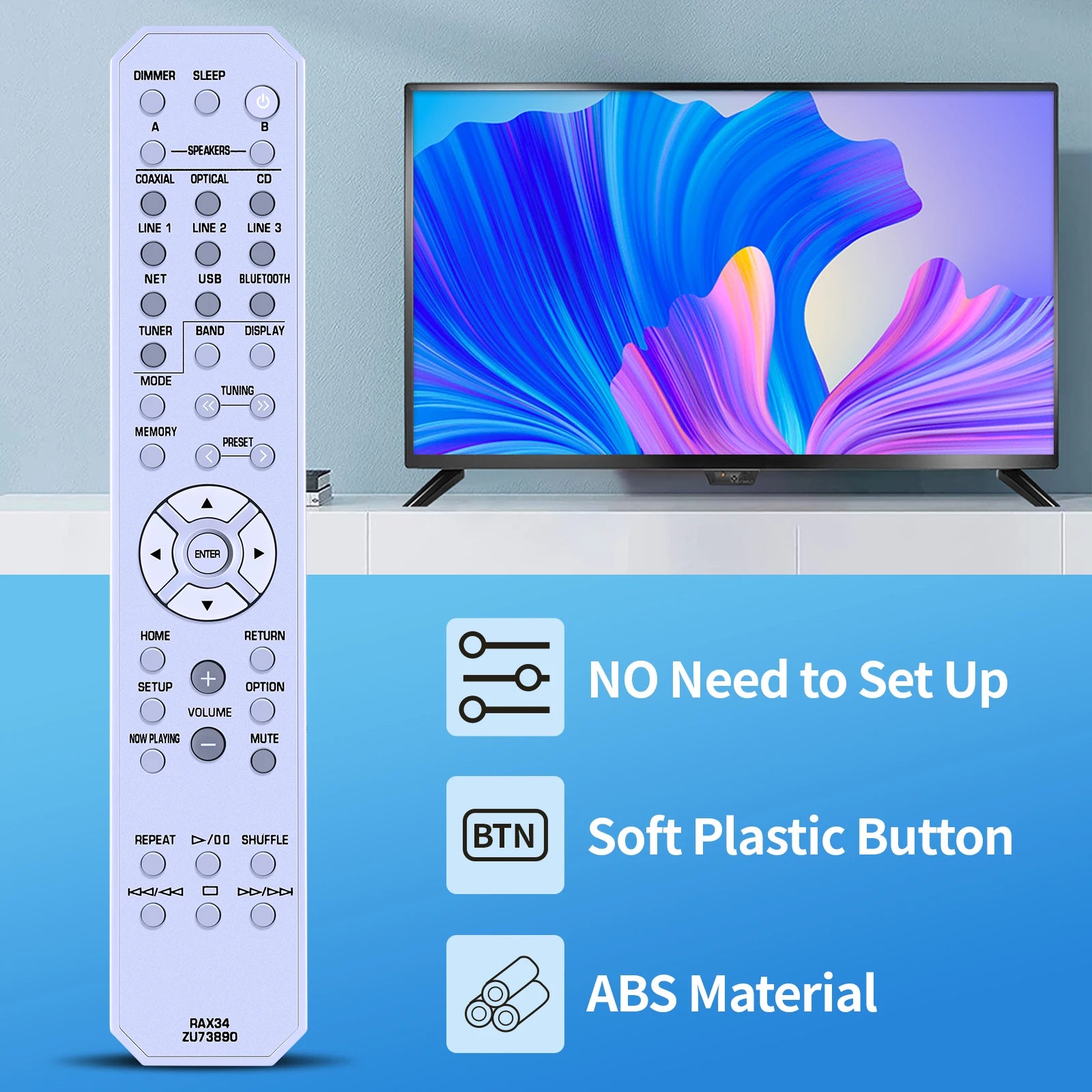 Remote Control RAX34 ZU73890 for Yamaha R-N402 R-N402D Audio/Video Receiver