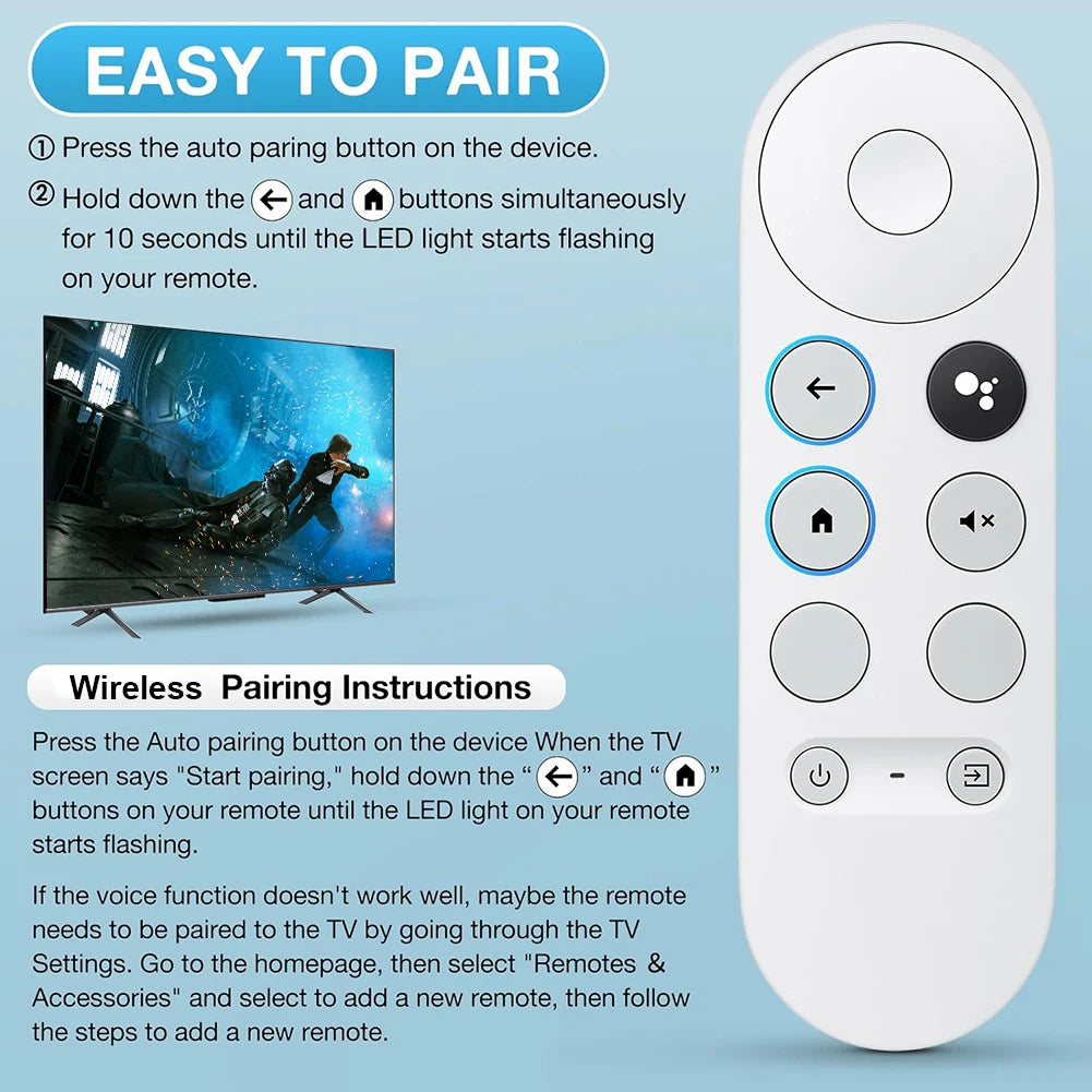G9N9N Smart TV Remote Control Replacement for Google Chromecast 4K Snow with Voice Control