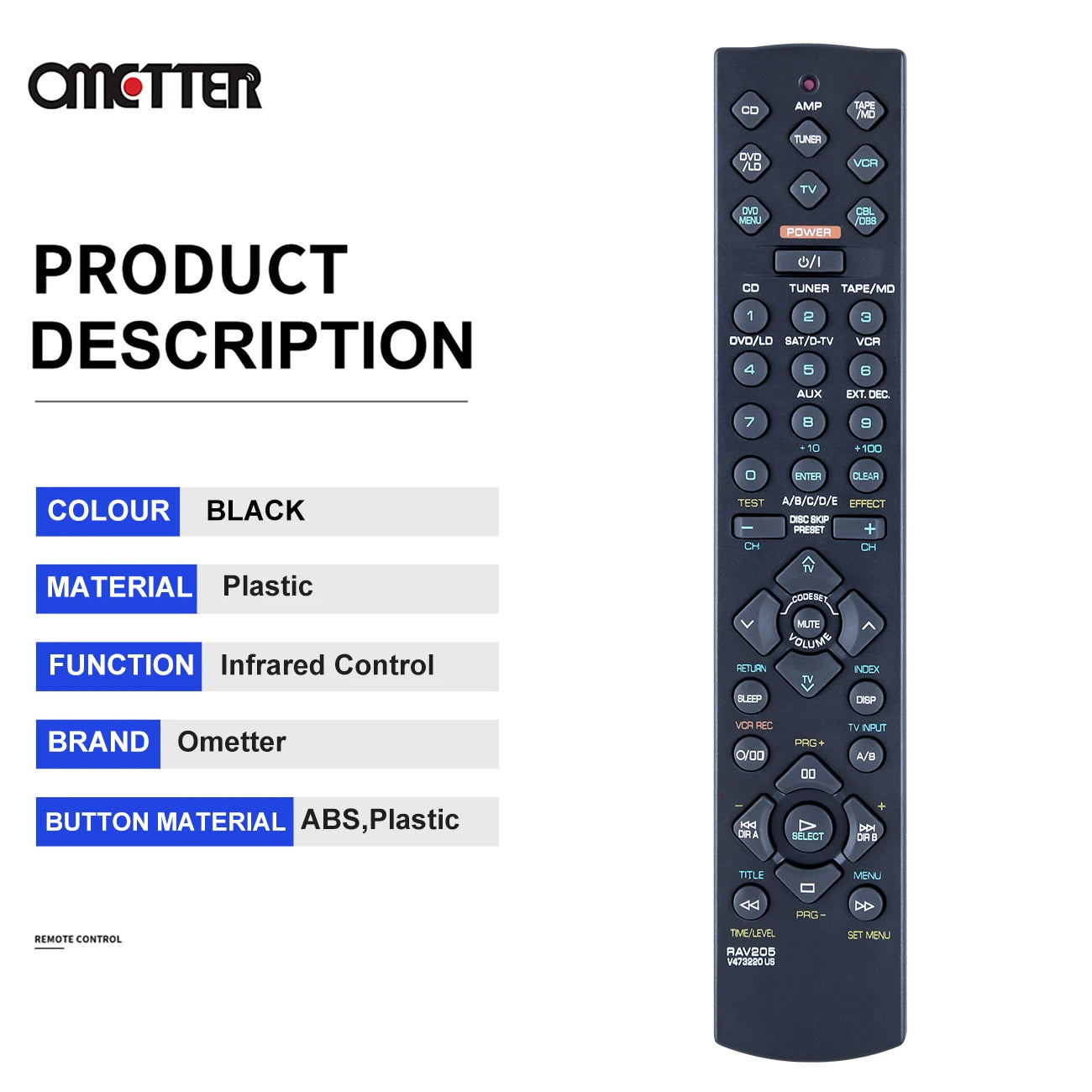 RAV205 RAV206 Remote for Yamaha RX-V396 RX-V420 YHT-17 Audio AV Receivers