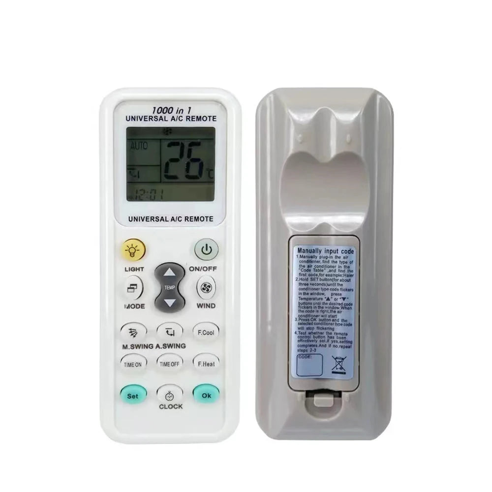 1000-in-1 Universal K-1028V AC Remote Control Digital LCD Backlight for Air Conditioners