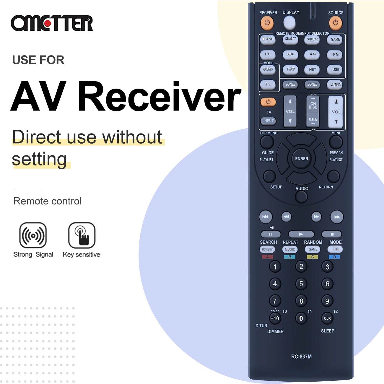 RC-837M RC-866M RC-801M Remote Control Replacement for ONKYO AV Receivers