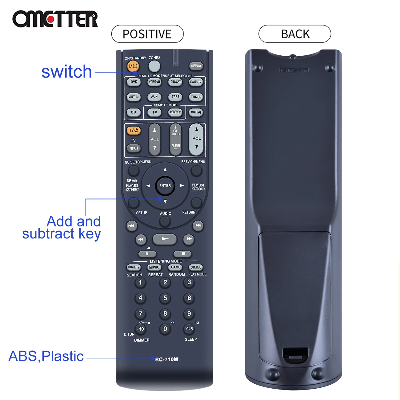 Onkyo RC-710M RC-707M Remote Control for AV Receivers TX-SR606 HT-S7100 HT-R560