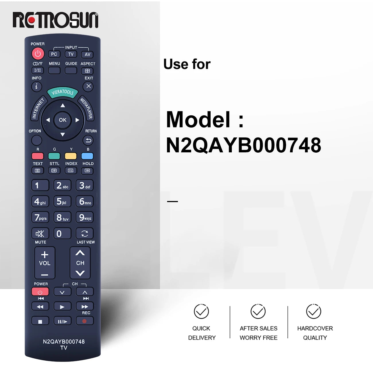 N2QAYB000748 Remote for Panasonic HDTV TV TH-50PZ850A TH-58PZ850A TH-65PZ850A Compatible Models