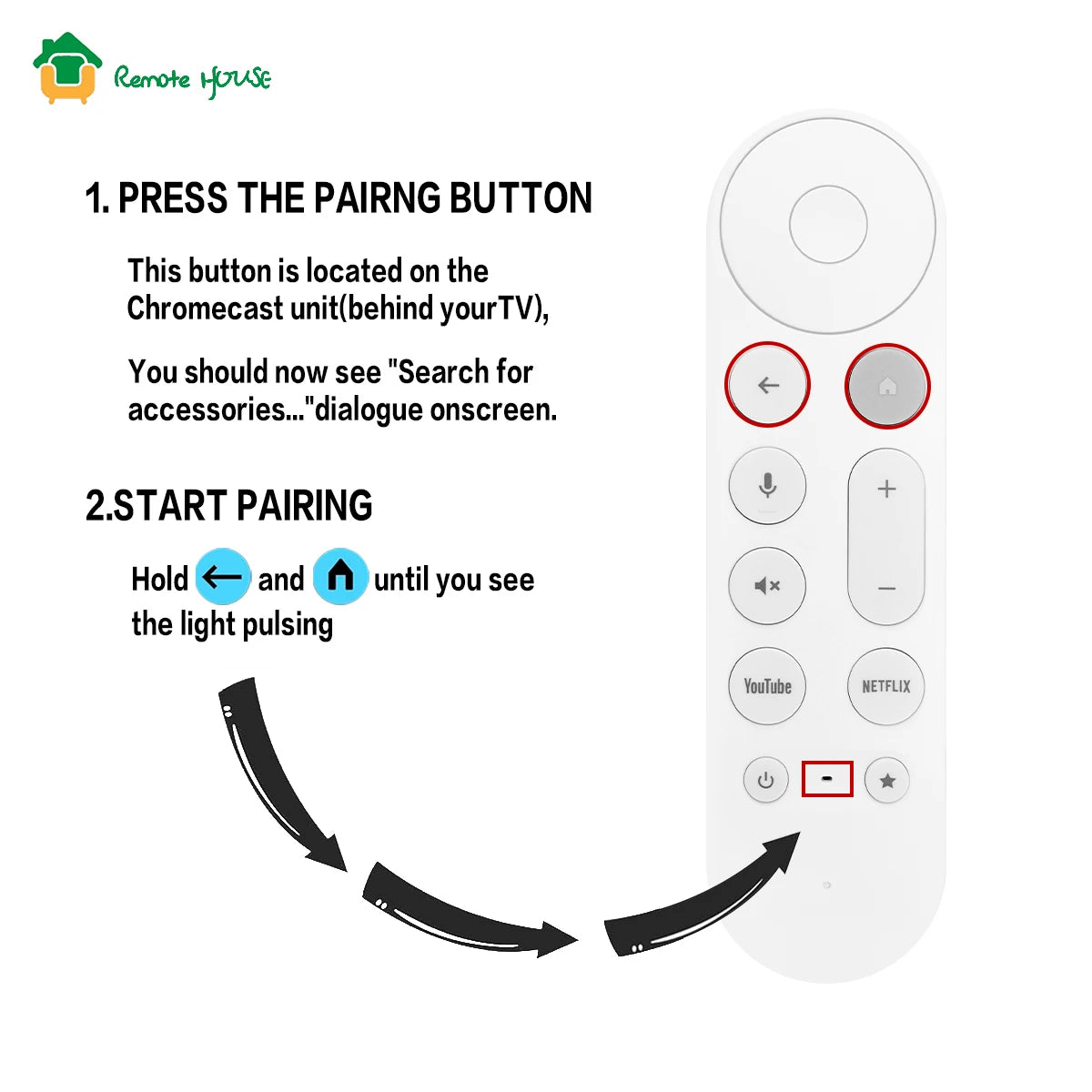 Voice Remote Control for Google TV Streamer 4K and Chromecast with Customisable App Button White