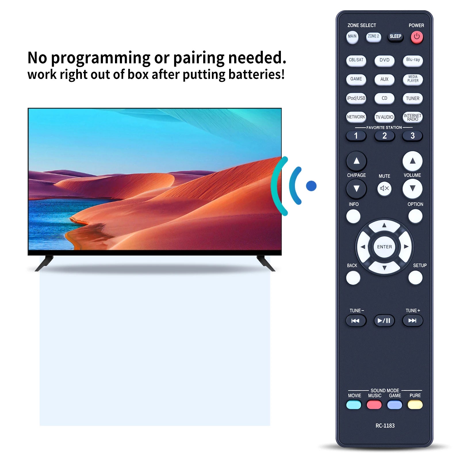 RC-1183 Replacement Remote Control for Denon AV Receiver AVR-X2000, AVRX2000