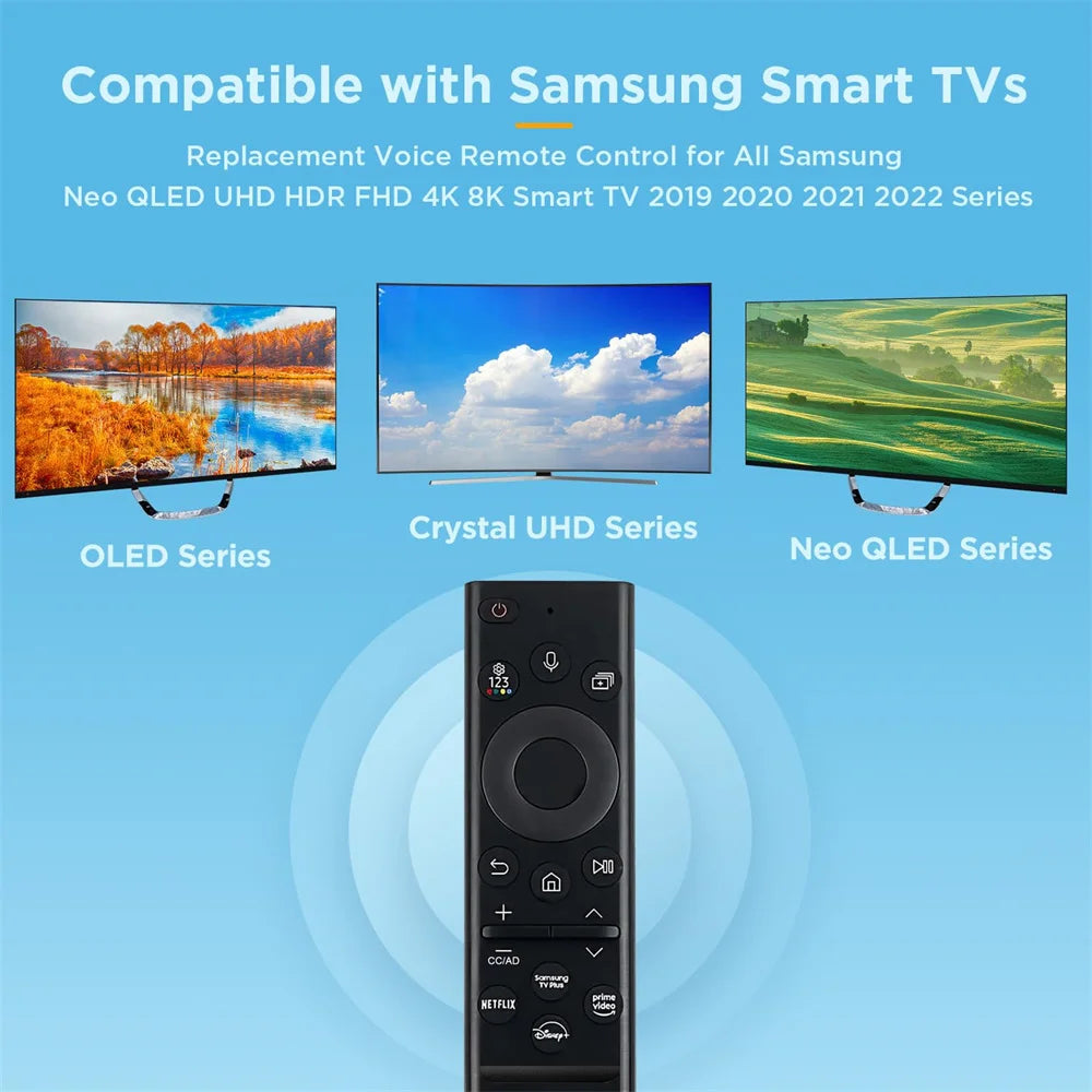 BN59-01385A Voice Remote for Samsung Smart TVs (2019–2022) – HUNNESOR, No Solar Charging