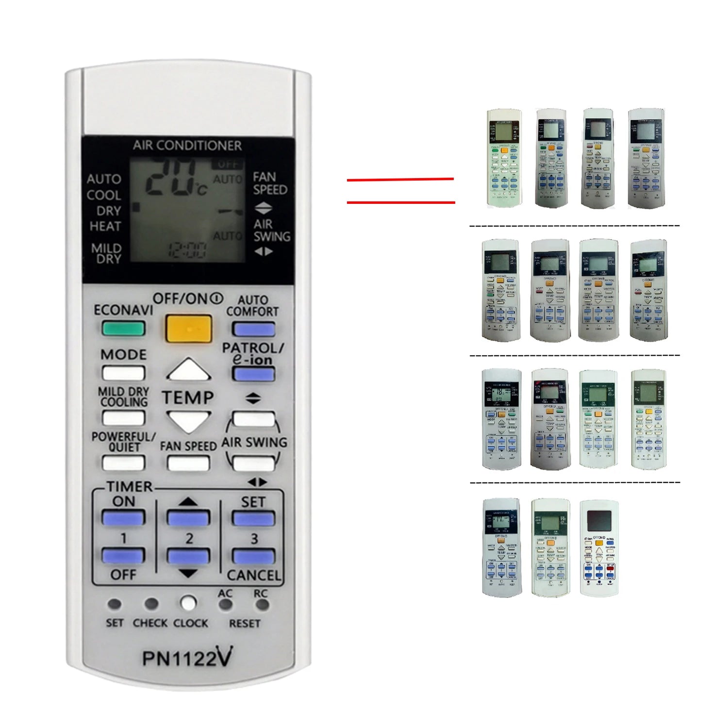 Panasonic A75C3299 Replacement Remote Control for Split Air Conditioner Systems