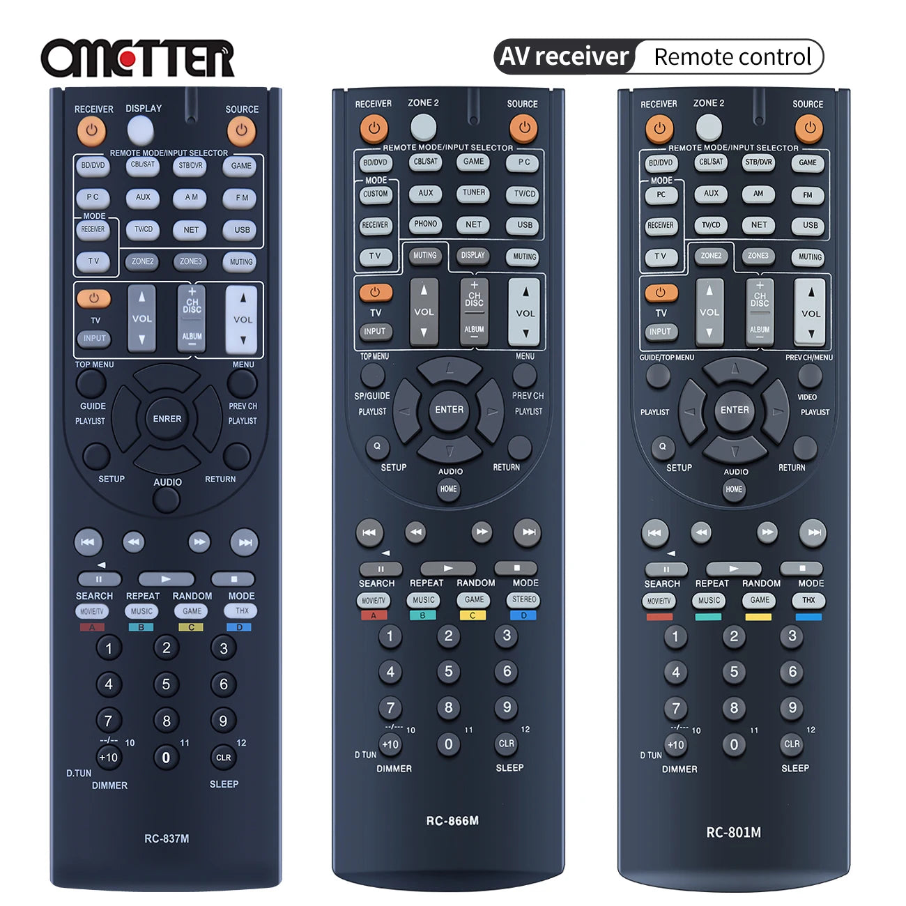 RC-837M RC-866M RC-801M Remote Control Replacement for ONKYO AV Receivers