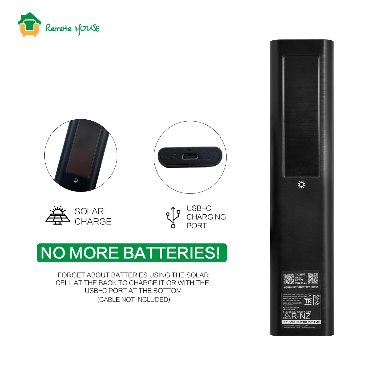 EYAOO BN59-01357A Voice Remote – Solar Replacement for Samsung QLED Smart TVs