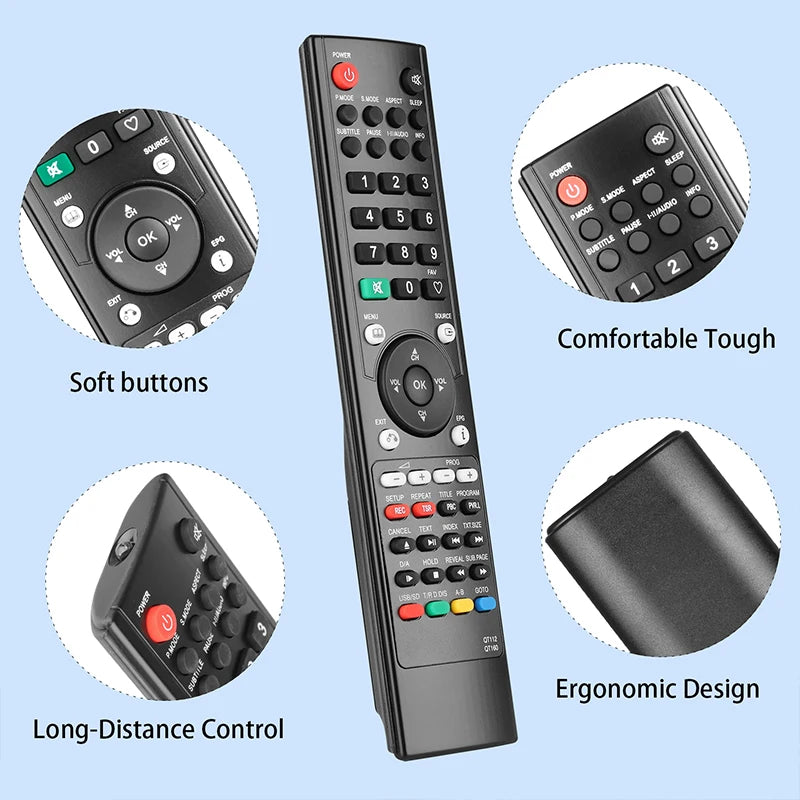 QT112 QT160 Remote for SONIQ TVs – L32V10A-AU, L55S11A-AU, L60U11A-AU, QSP550TV2-AU, E16Z11A-AU
