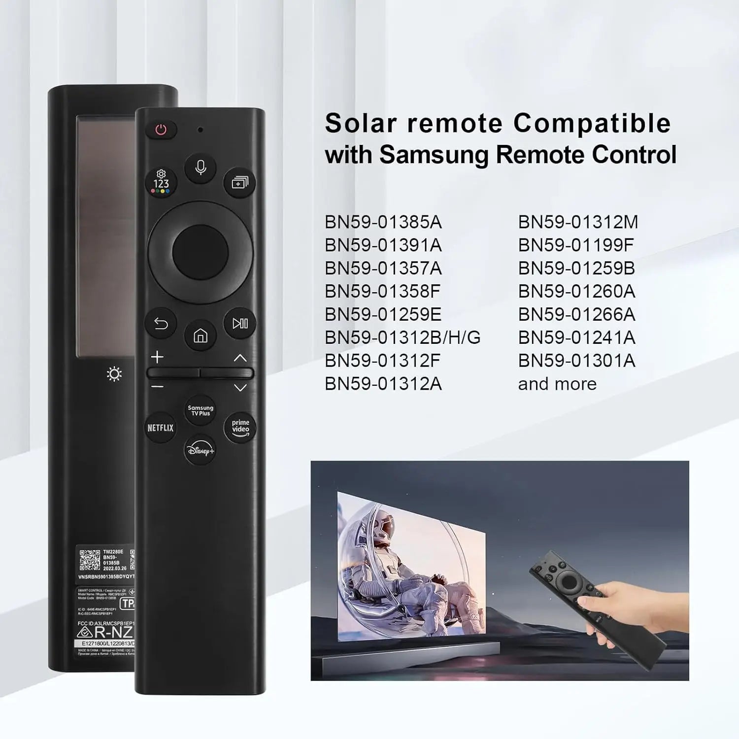 BN59-01385A Solar Voice Remote Control for Samsung QLED Crystal UHD Smart TV