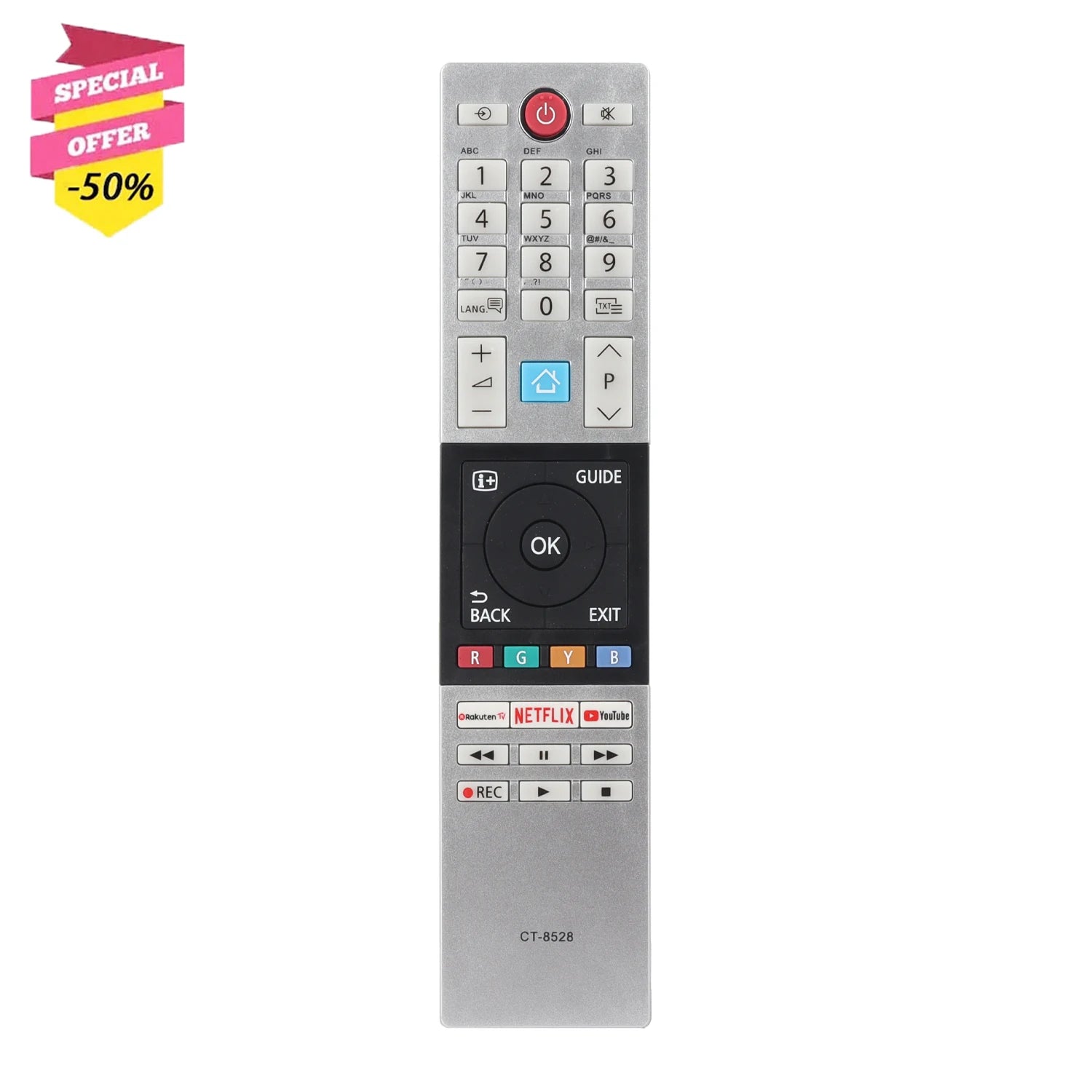 CT-8528 CT8528 Replacement Remote Control for Toshiba 24D2863DB 24D3863DB TV Netflix YouTube Rakuten