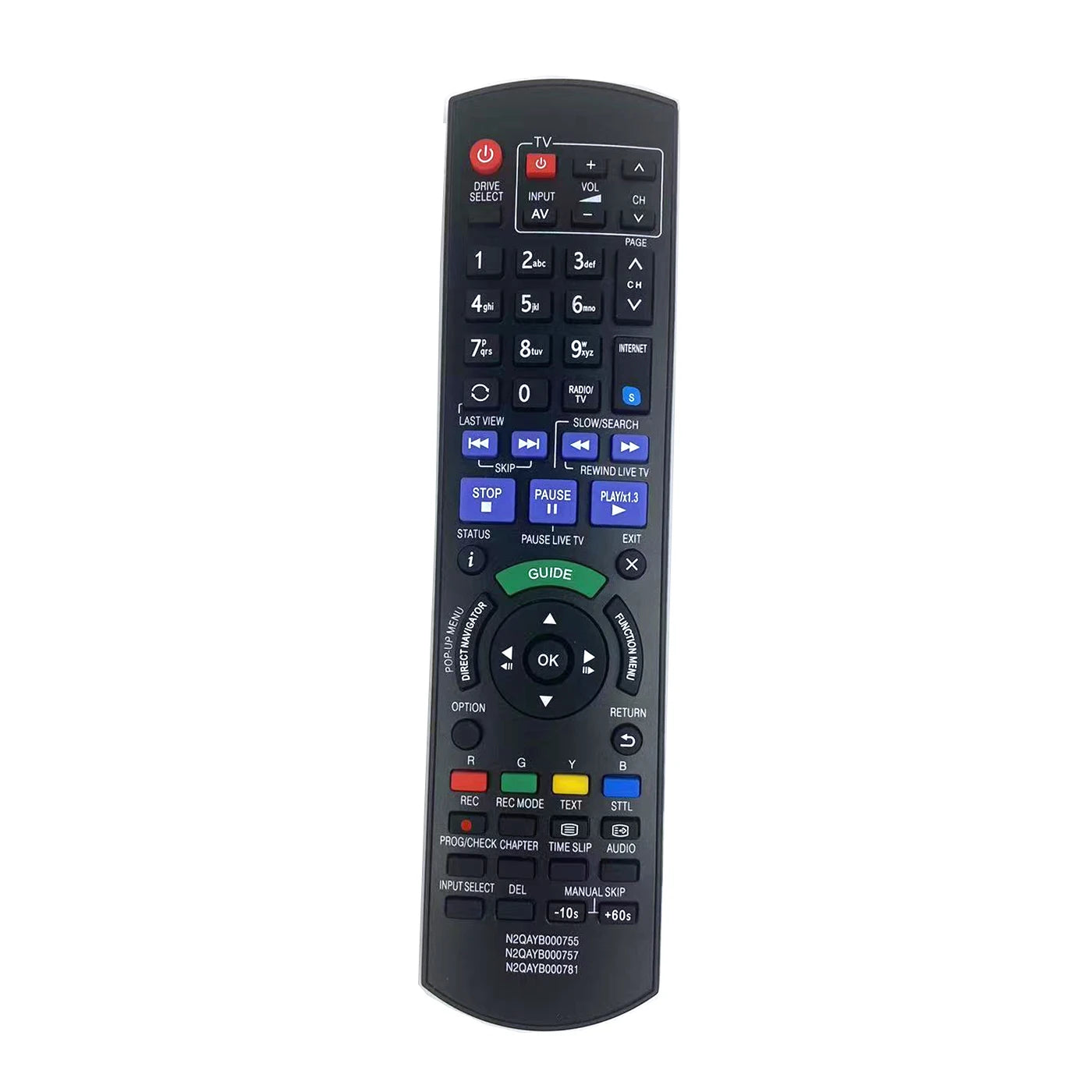 Panasonic N2QAYB000755 Replacement Remote Control for DMR Series Blu-ray Disc DVD Recorders