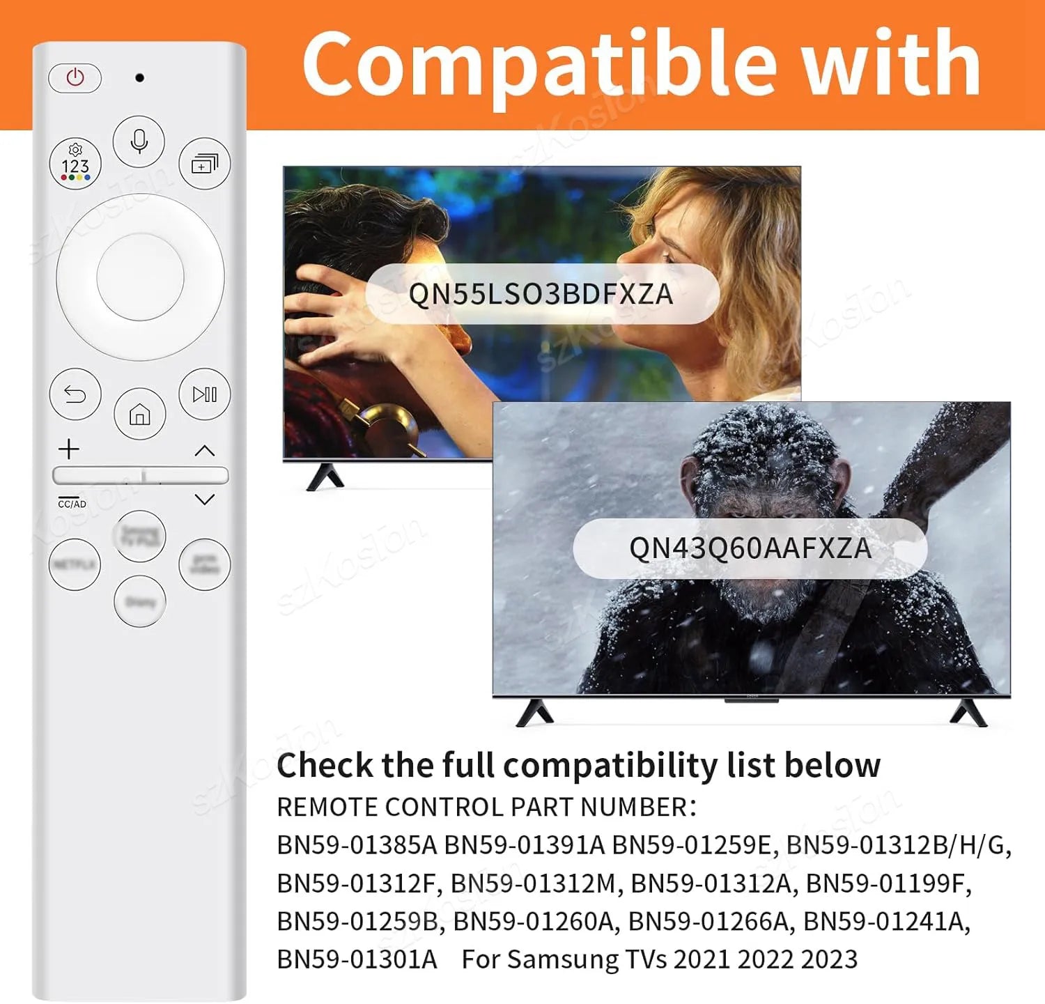 Replacement BN59-01391A Solar Voice Remote for Samsung Frame, Neo QLED, 4K & 8K Smart TVs – SZKOSTON