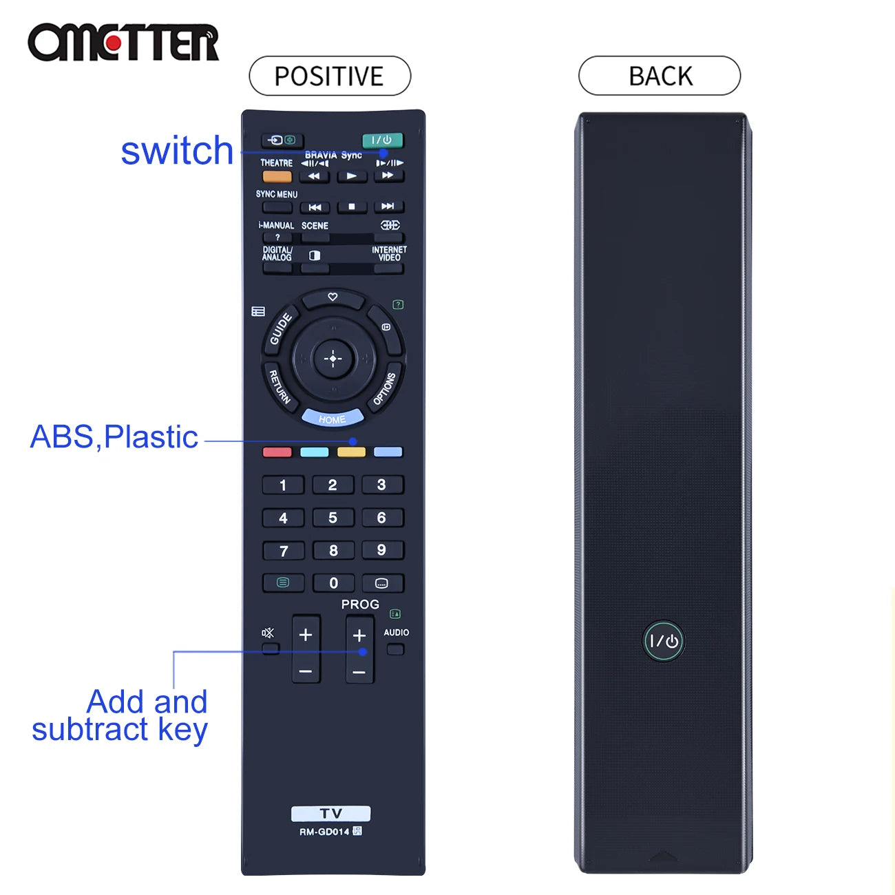 RM-GD014 Remote Control – Compatible with Sony Bravia KDL-32EX400, KDL-40EX500, KDL-46EX500, 26BX320