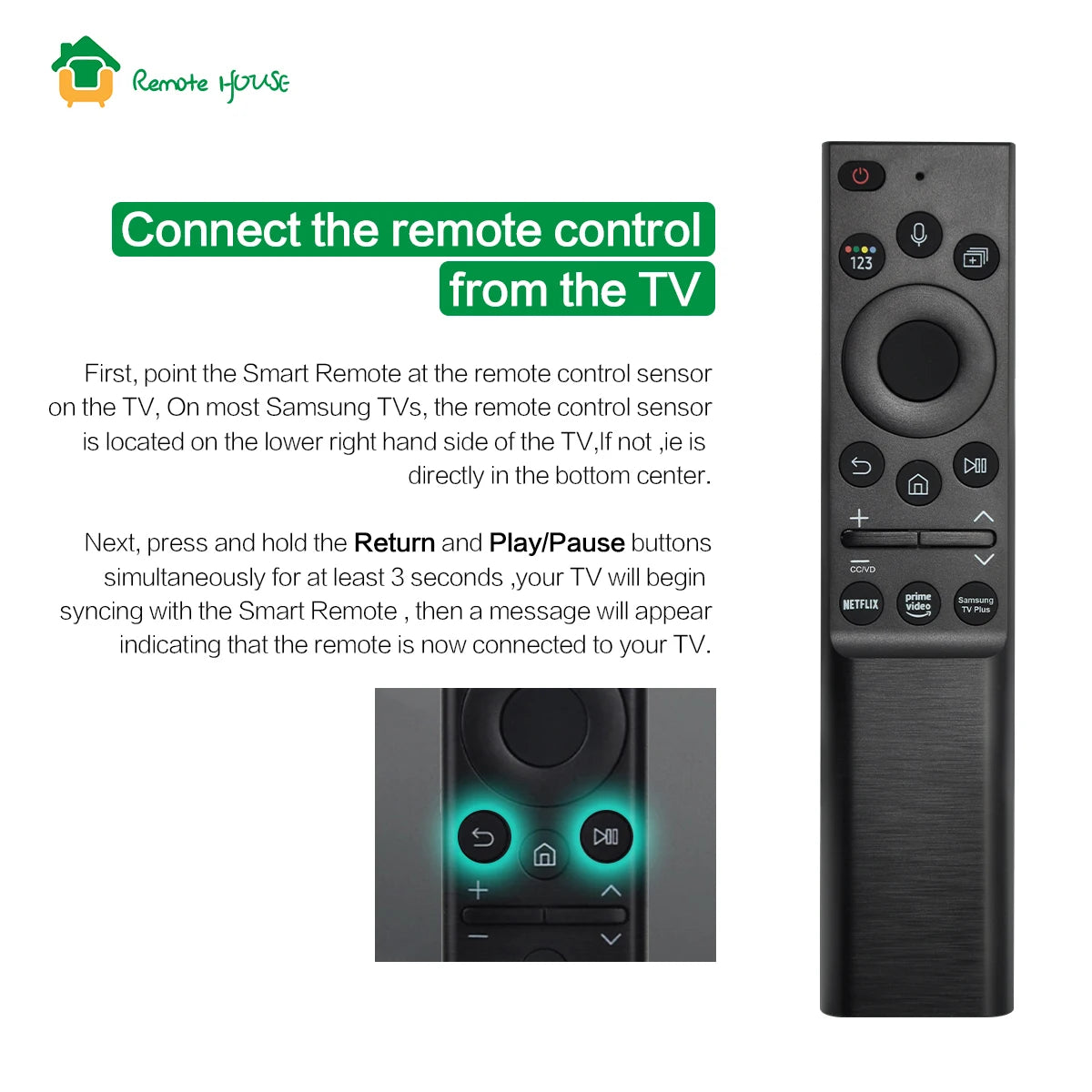 EYAOO BN59-01357A Voice Remote – Solar Replacement for Samsung QLED Smart TVs