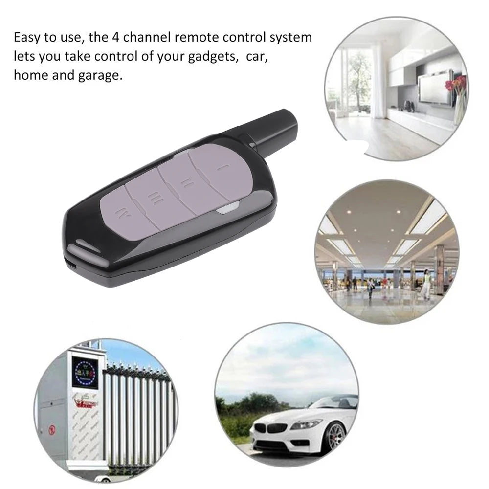 433MHz Wireless Auto Copy Remote Control – 4-Key Universal Cloner for Garage, Car, Home