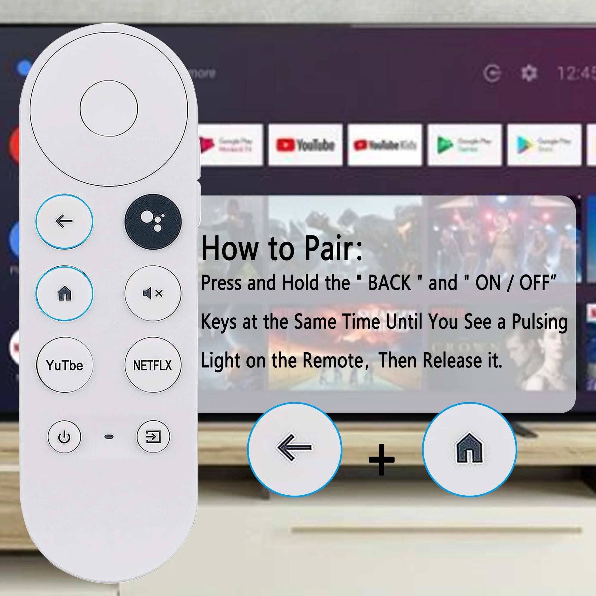 Voice Remote Control for Chromecast 4K Streaming Player Bluetooth Replacement with Voice Search Support