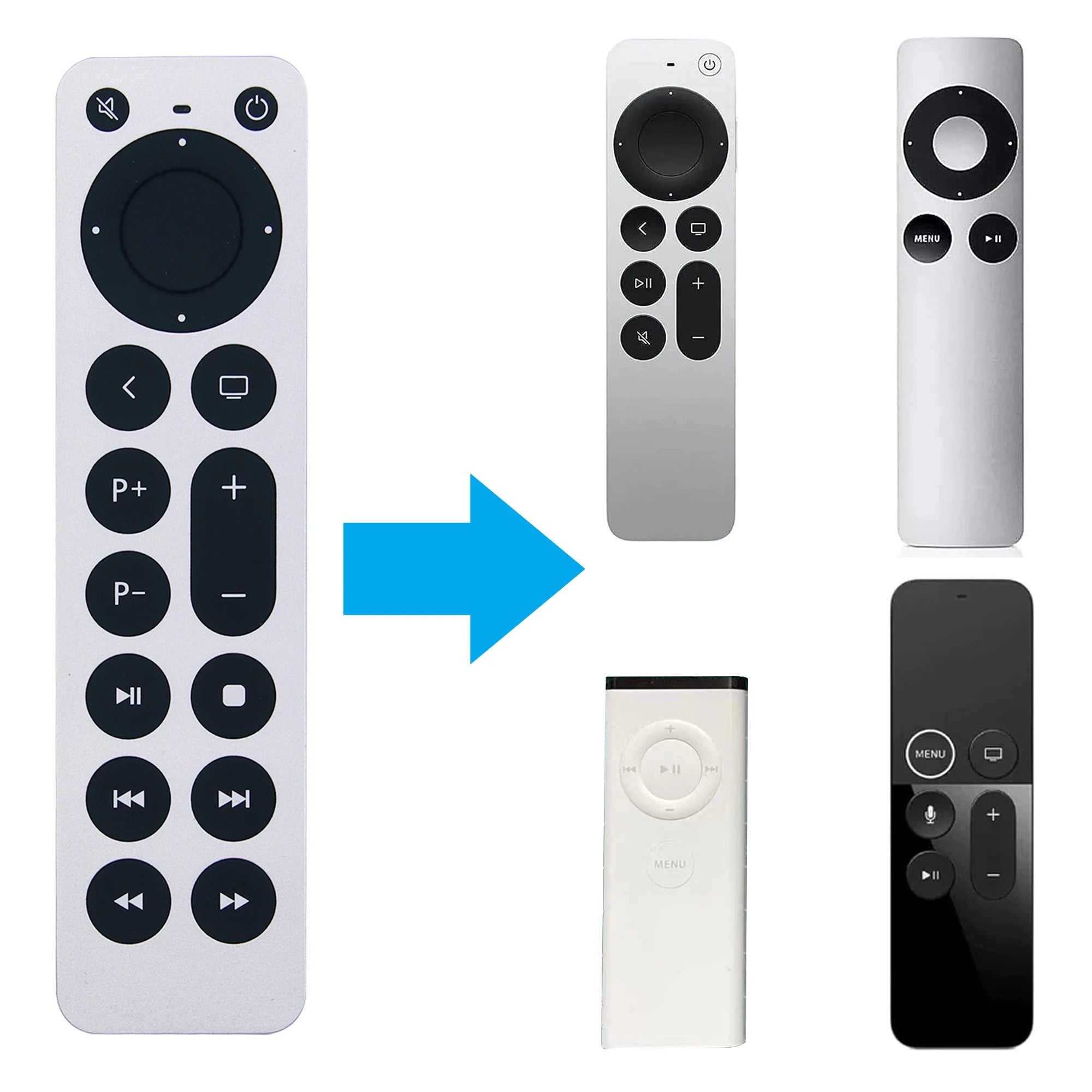 Replacement Remote Control for Apple TV 4K HD Media Players with Power and TV Control Function
