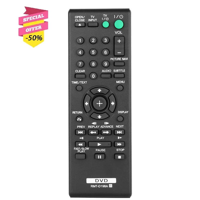 RMT-D198A Replacement Remote for RMT-D198P RMT-D197P DVP-SR170 DVP-SR370 Sony DVD Player